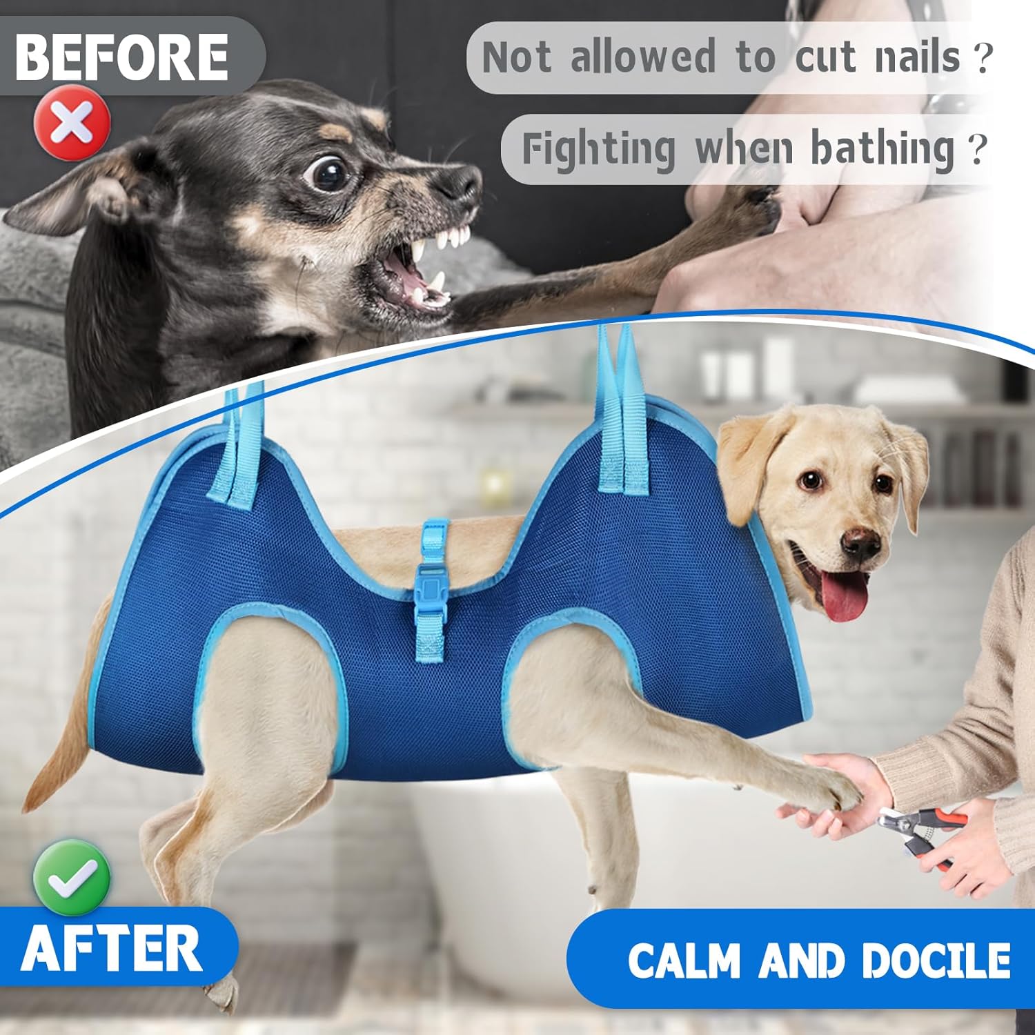 Supet Dog Grooming Hammock, Helpful Hammock for Nail Trim, Restraint Sling for Nail Clipping, Cat Grooming Hammock for Dog Pet to Nail Trimming - Image 3