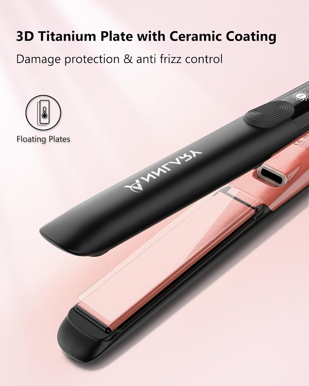 Hair Straightener, 1 Inch Flat Iron Straightener and Curler 2 in 1, Titanium Ceramic Ionic Dual Voltage Straightener with Anti-Iron Silicone for Less Frizz, Shinier & Smoother Hair - Image 4