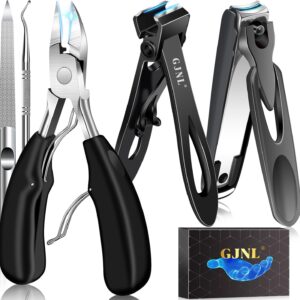 Toenail Clippers for Seniors Thick Nails - 17mm Wide Jaw Nail Clippers for Men, 37mm Heavy Duty Toe Nail Cutter, No Splash Nail Clippers w Catcher for Women