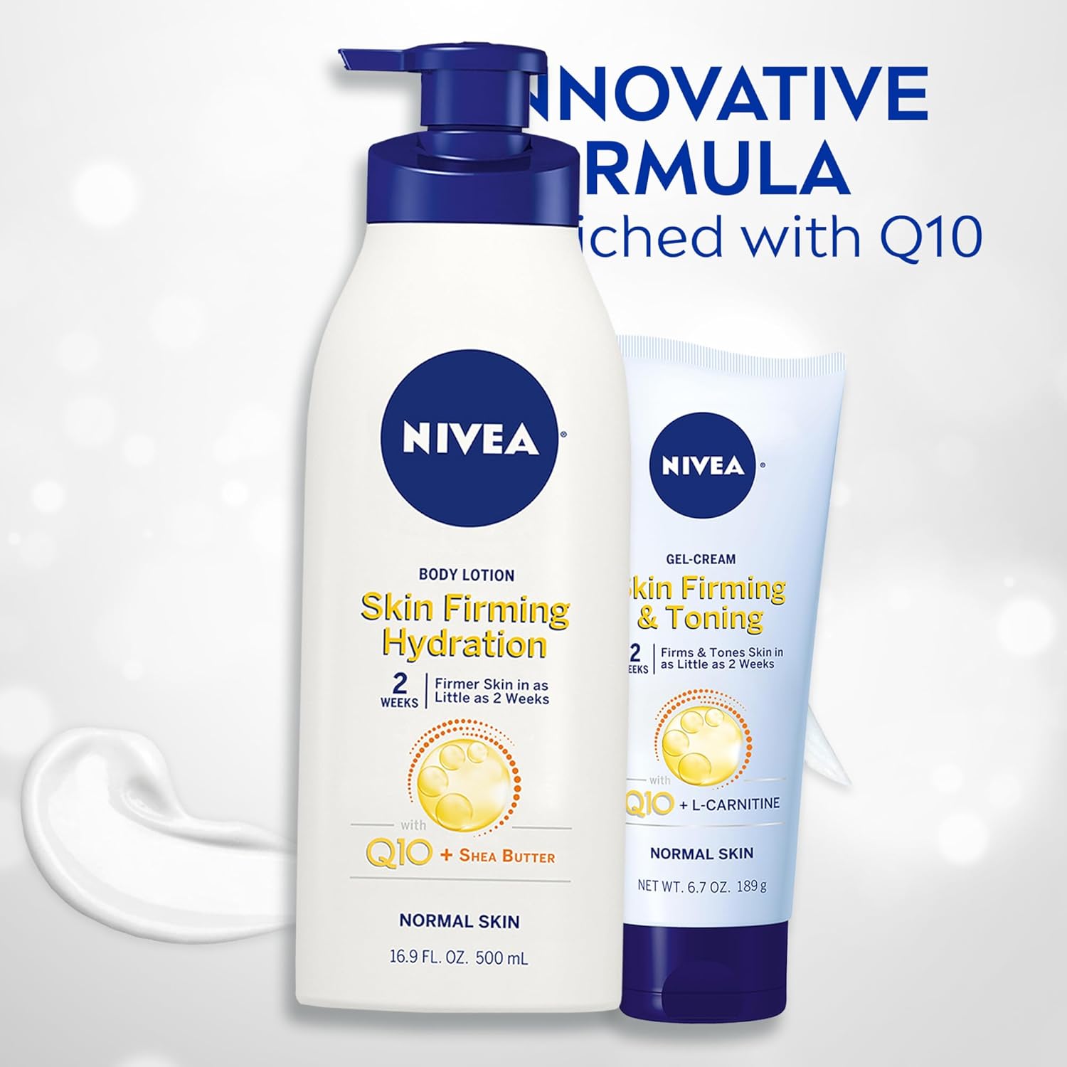 NIVEA Sheer Hydration Skin Firming Body Lotion (16.9 Fl Oz) + Skin Firming & Toning Body Gel Cream with Hyaluronic Acid (6.7 Oz), Enriched with Q10 and Vitamin C - Image 8