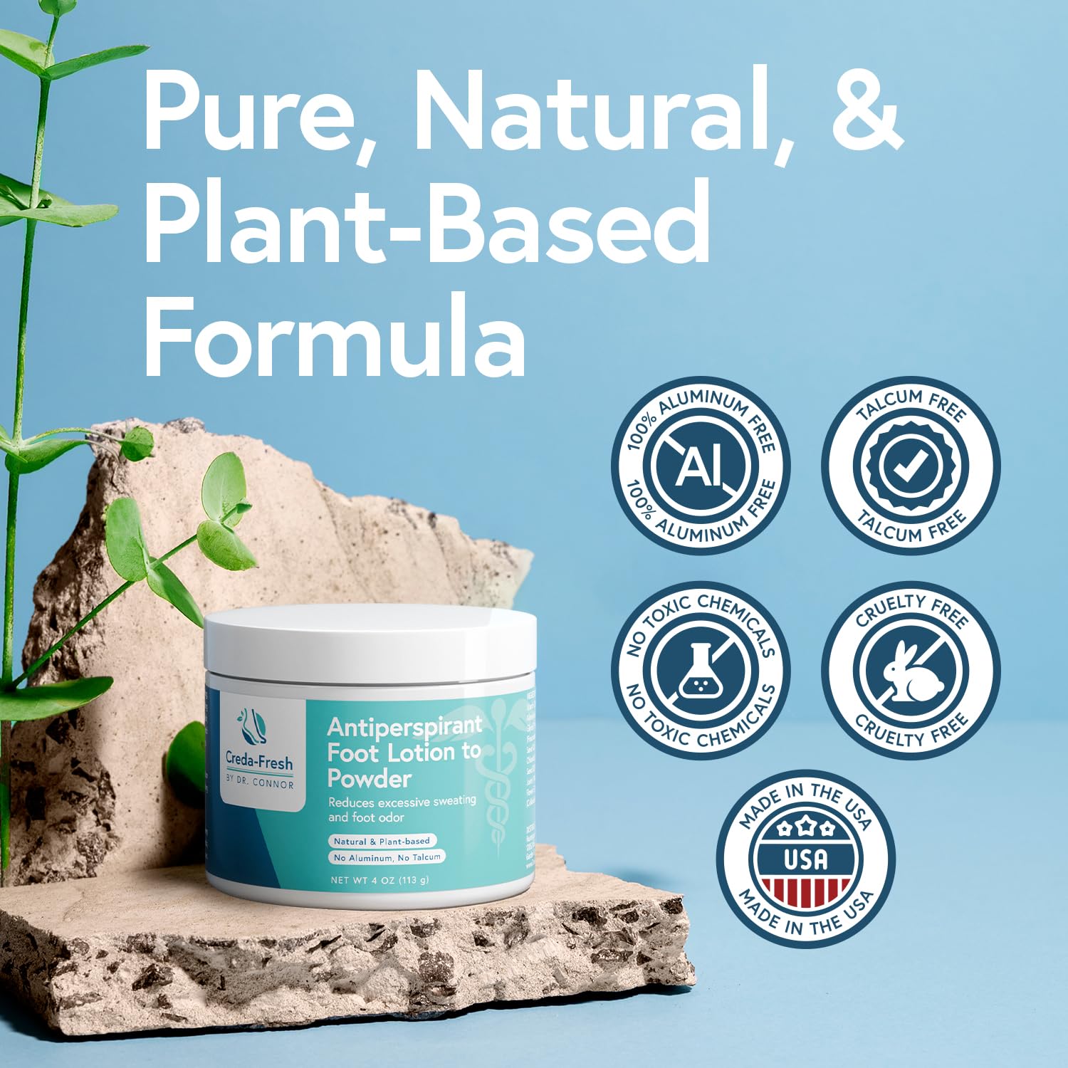 Foot Lotion to Powder for Excessive Sweating - Plant Based Foot Powder for Smelly Feet - Foot Odor Eliminator & Foot Lotion for Dry Feet - 4oz - Image 6