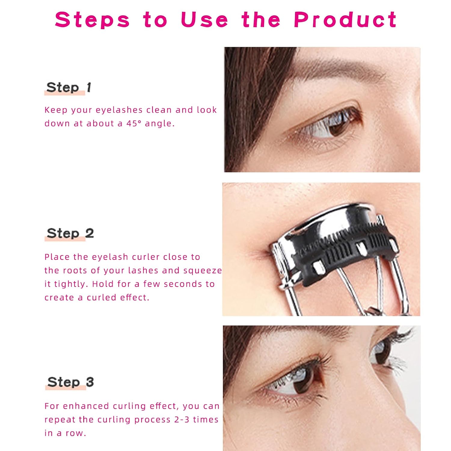 Pinkiou Eyelash Curlers with Comb and Eeylash Separator Set Professional Lash Curler with Built-in Comb Ergonomic Heart-Shaped Handle and Eyelash Comb Tool for Daily Makeup - Image 9