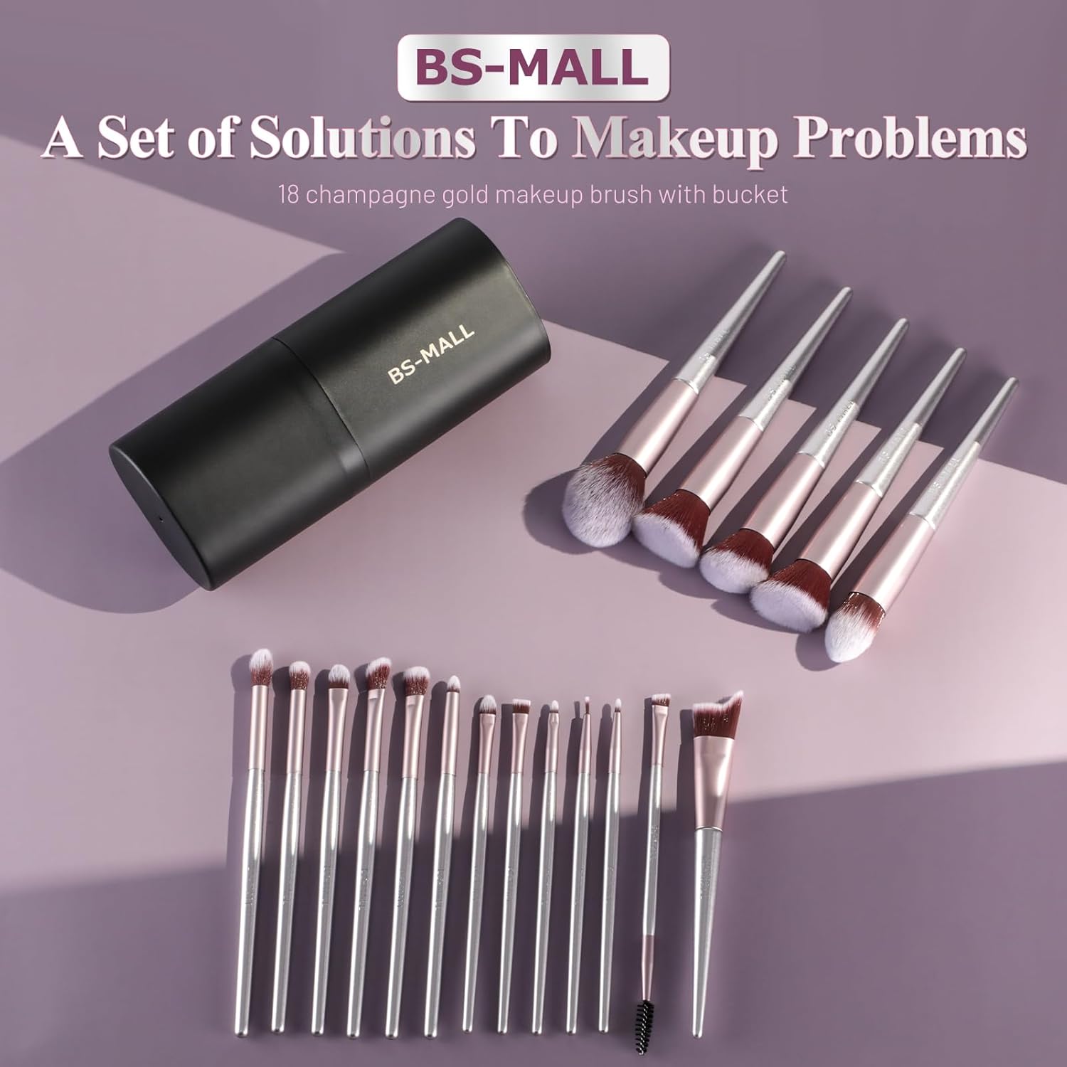 BS-MALL Makeup Brush Set 18 Pcs Premium Synthetic Foundation Powder Concealers Eye shadows Blush Makeup Brushes with black case - Image 6