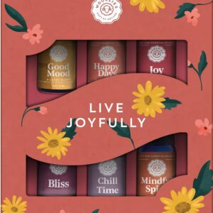 Live Joyfully Essential Oil Blends Collection | 100% Pure & Undiluted | Includes Good Mood, Happy Days, Joy, Bliss, Chill Time, & Mindful Spirit | 10 ML