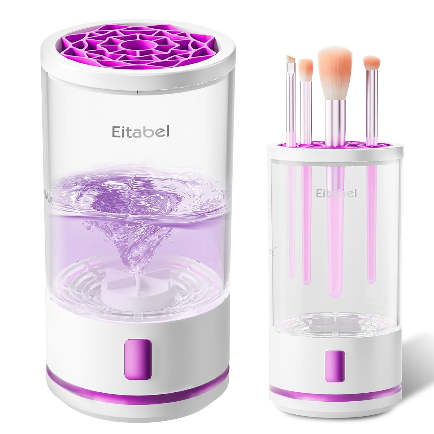 Electric Makeup Brush Cleaner machine, 2 in 1 Makeup Brush Washer, Battery Operated Automatic Spinning Cosmetic Brush Cleaner Ceanser For All Size Makeup Sponges