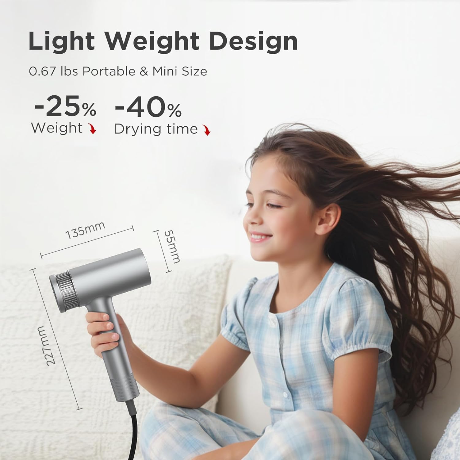 Hair Dryer, High-Speed Ionic Low Noise Blow Dryer with Brushless Motor for Fast Drying Cool-Shot Thermo-Control Hair Blow Dryer with Magnetic Nozzle for Home Travel Salon Bonus Box Included - Image 7