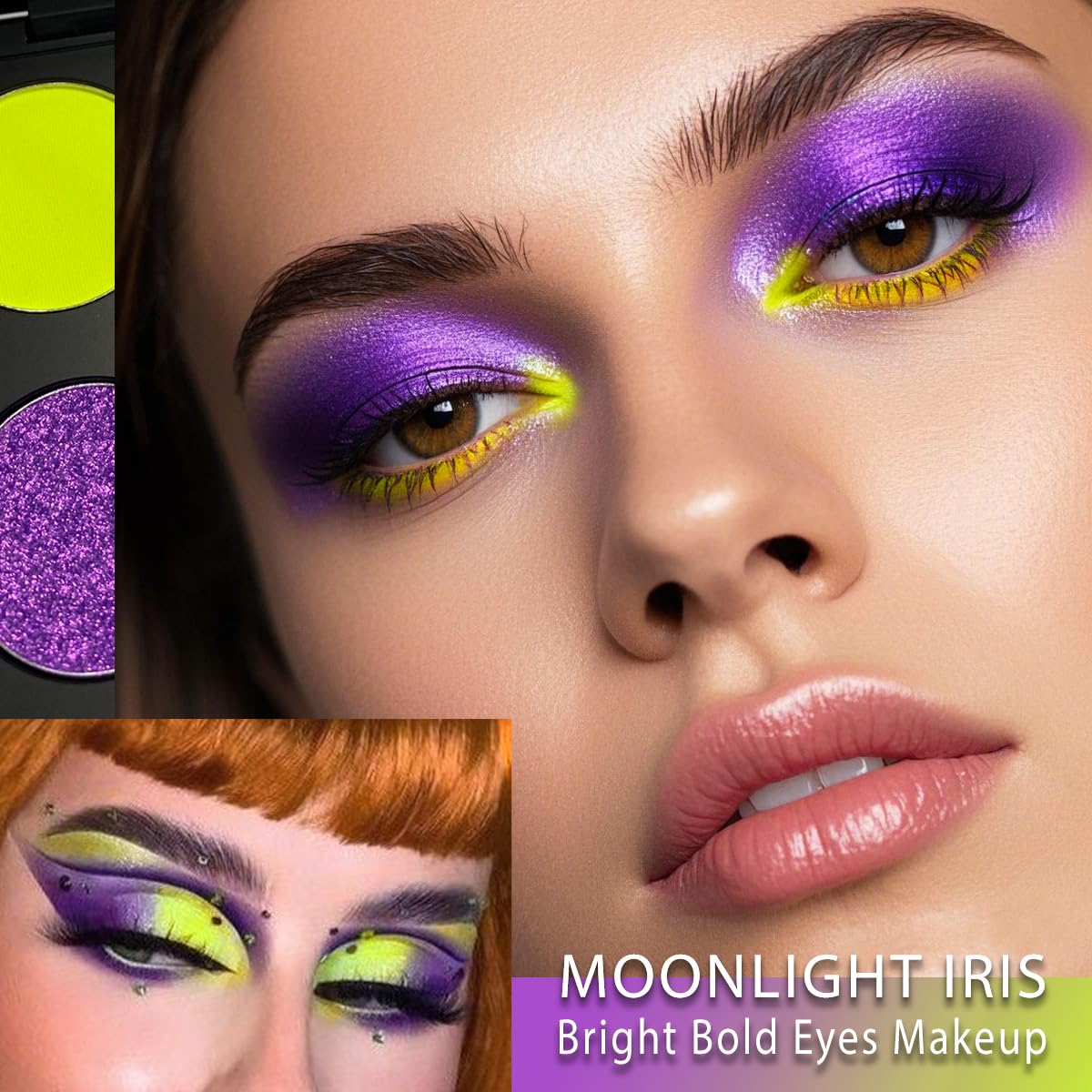 Afflano Duochrome Eyeshadow Palette, Multichrome Purple Eyeshadow Palette, Ultra-Pigmented Purple and Yellow Shades, Matte Metallic Finish - Image 2