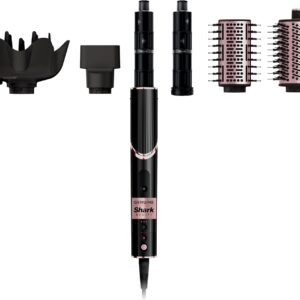 Shark FlexStyle Hair Dryer & Powerful Styling System with 6-Piece Hair Styling Tools, Paddle Brush, Curl-Defining Hair Diffuser, Auto-Wrap Curlers, Styling Concentrator, Oval Brush &, Black, HD440BK