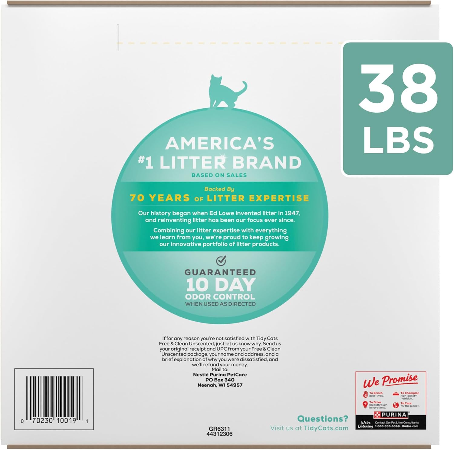 Purina Tidy Cats Free and Clean Unscented Cat Litter - 38 lb. Box - Image 12