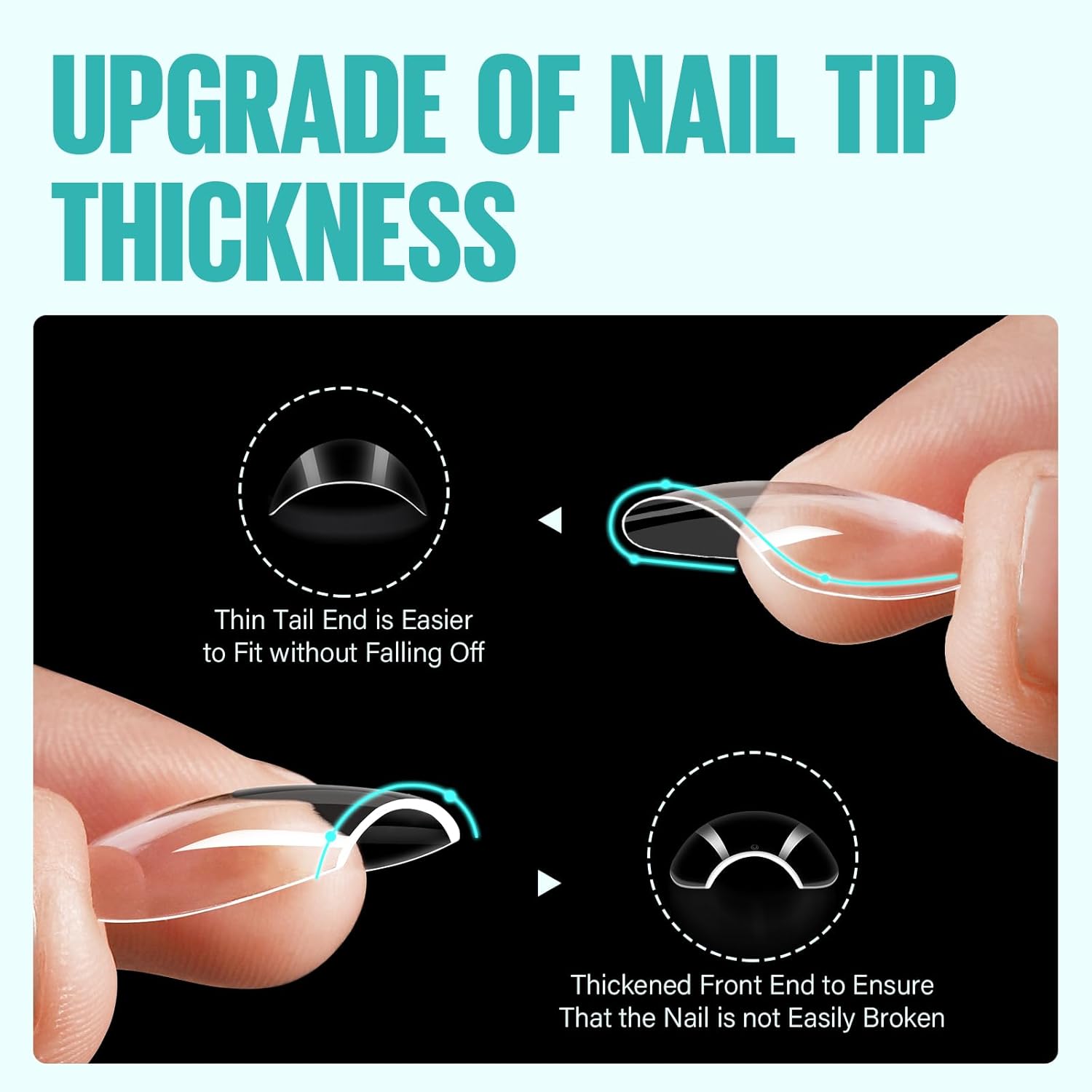 TOMICCA Coffin Acrylic Nails - Clear Short Coffin Nails, 216Pcs Fake False Nails for Nail Extension, Gel Press on Nails for Beginners and Professional - Image 2