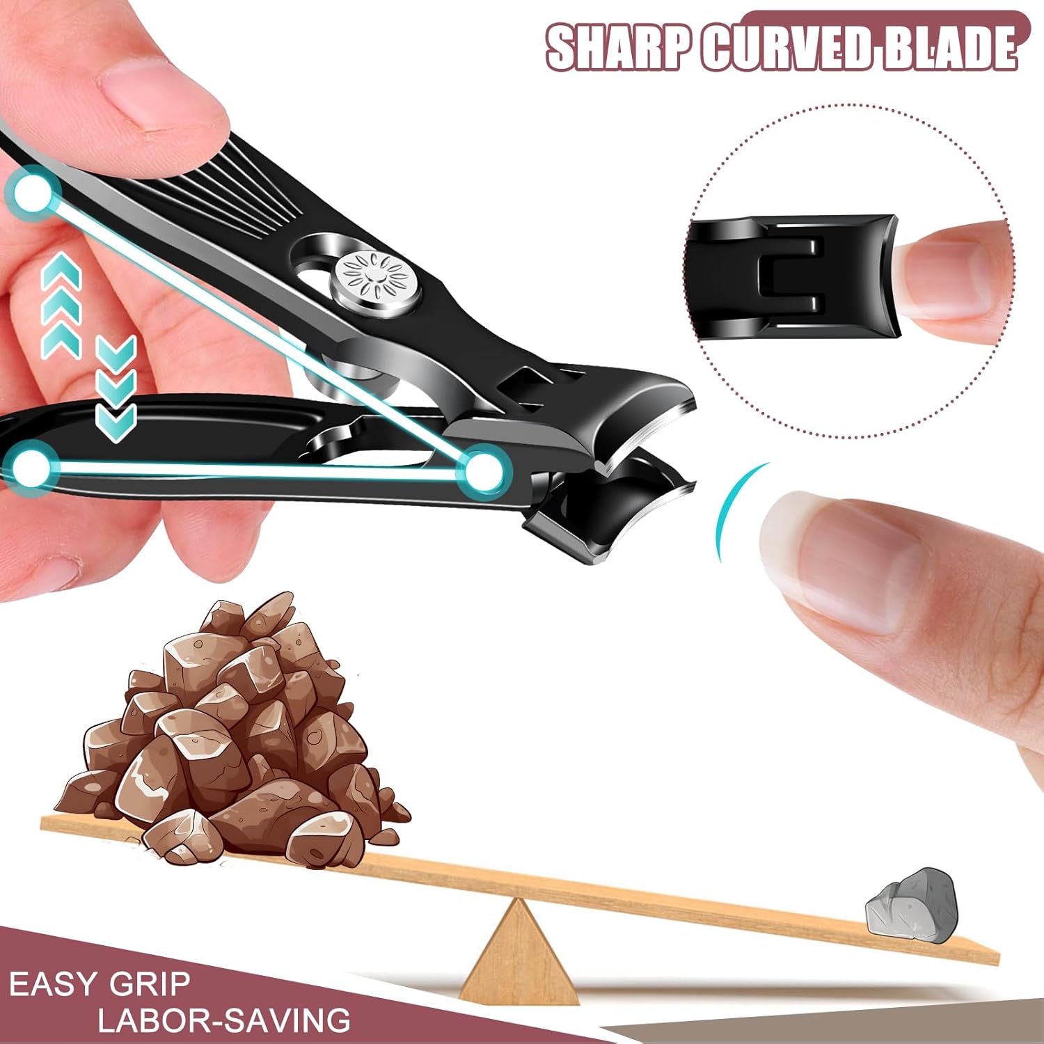 Nail Clippers for Men Thick Nails with Catcher, Large Toenail Clippers with Wide Jaw Opening for Seniors, Heavy Duty Fingernail Clipper with Long Handle Gifts for Men Women Adult - Image 6