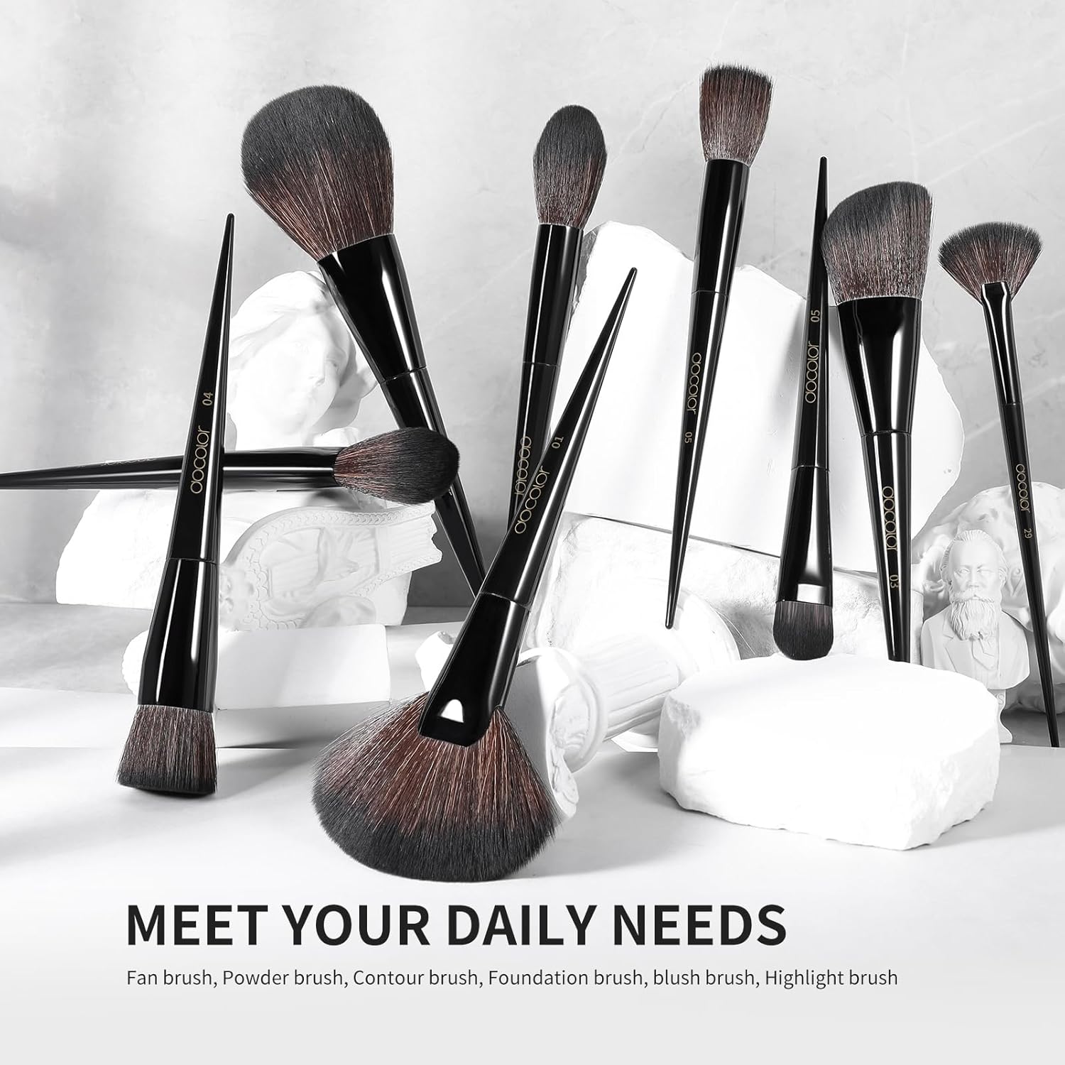 Docolor Makeup Brushes Set Professional 30Pcs Obsidian Makeup Brushes Premium Synthetic Powder Kabuki Foundation Contour Blush Concealer Eye Shadow Blending Eyeliner Crease Eyebrow Make Up Brush Kit - Image 3