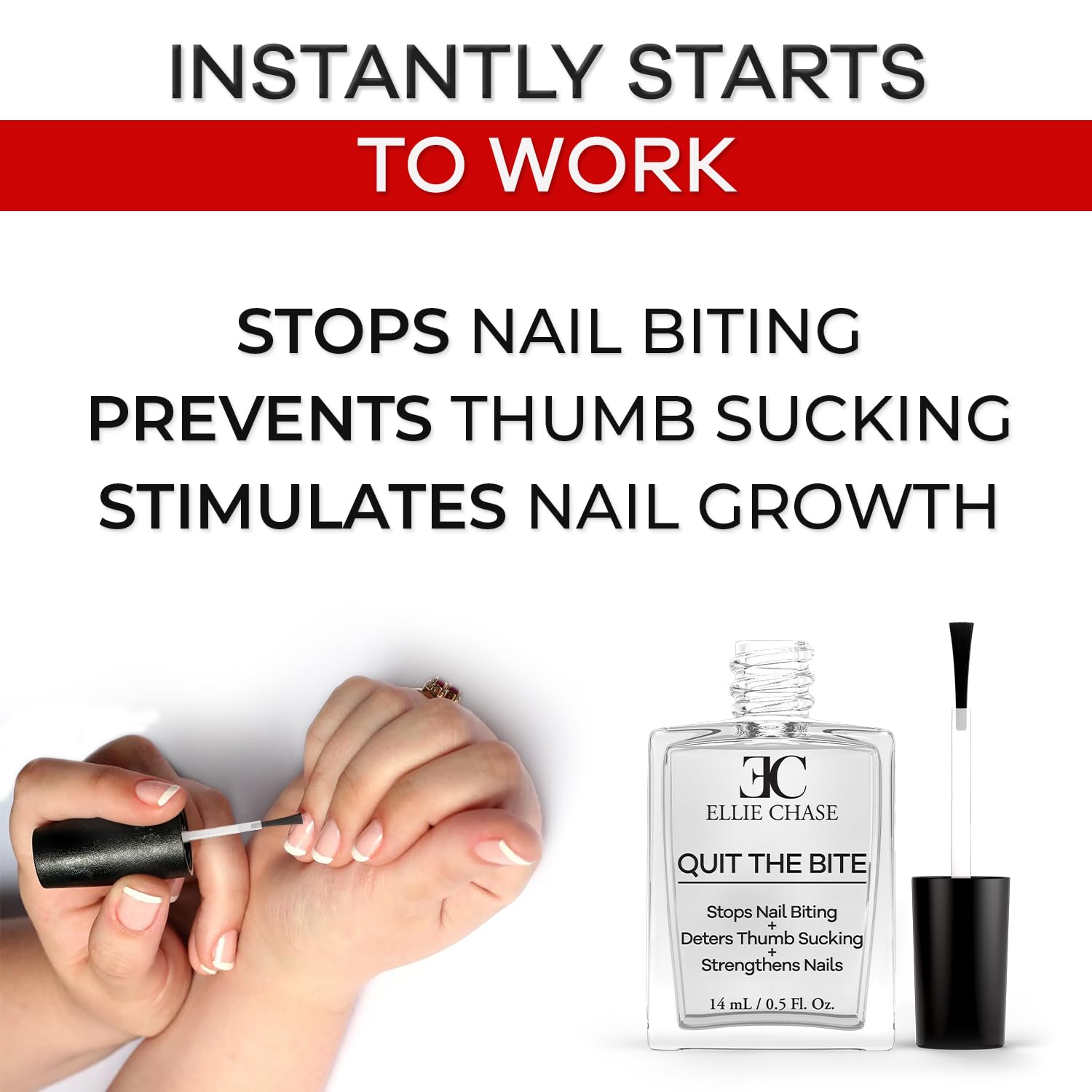 Stop Nail Biting Deterrent Treatment Polish Extra Bitter Taste 0.5 Oz | Stop Putting Fingers In Your Mouth | Safe For Adults & Kids | Helps Nail Growth Made in USA | DBP Free, TPHP Free - Image 4