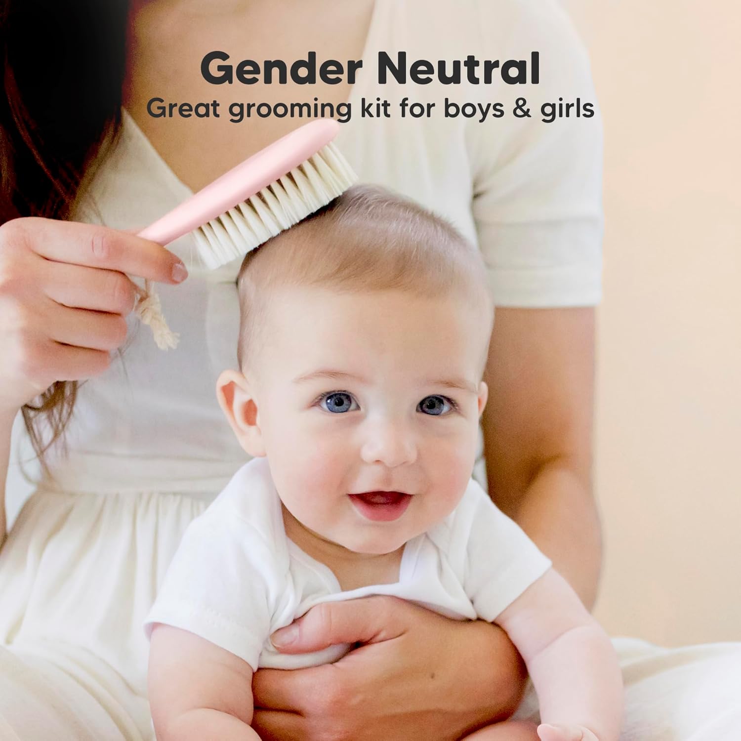 Baby Hair Brush and Comb Set for Newborn - Wooden Baby Hair Brush Set with Soft Goat Bristle, Baby Brush Set for Newborns, Baby Brush and Comb Set Girl, Boy, Toddler Cradle Cap Brush (Oval, Blush) - Image 8