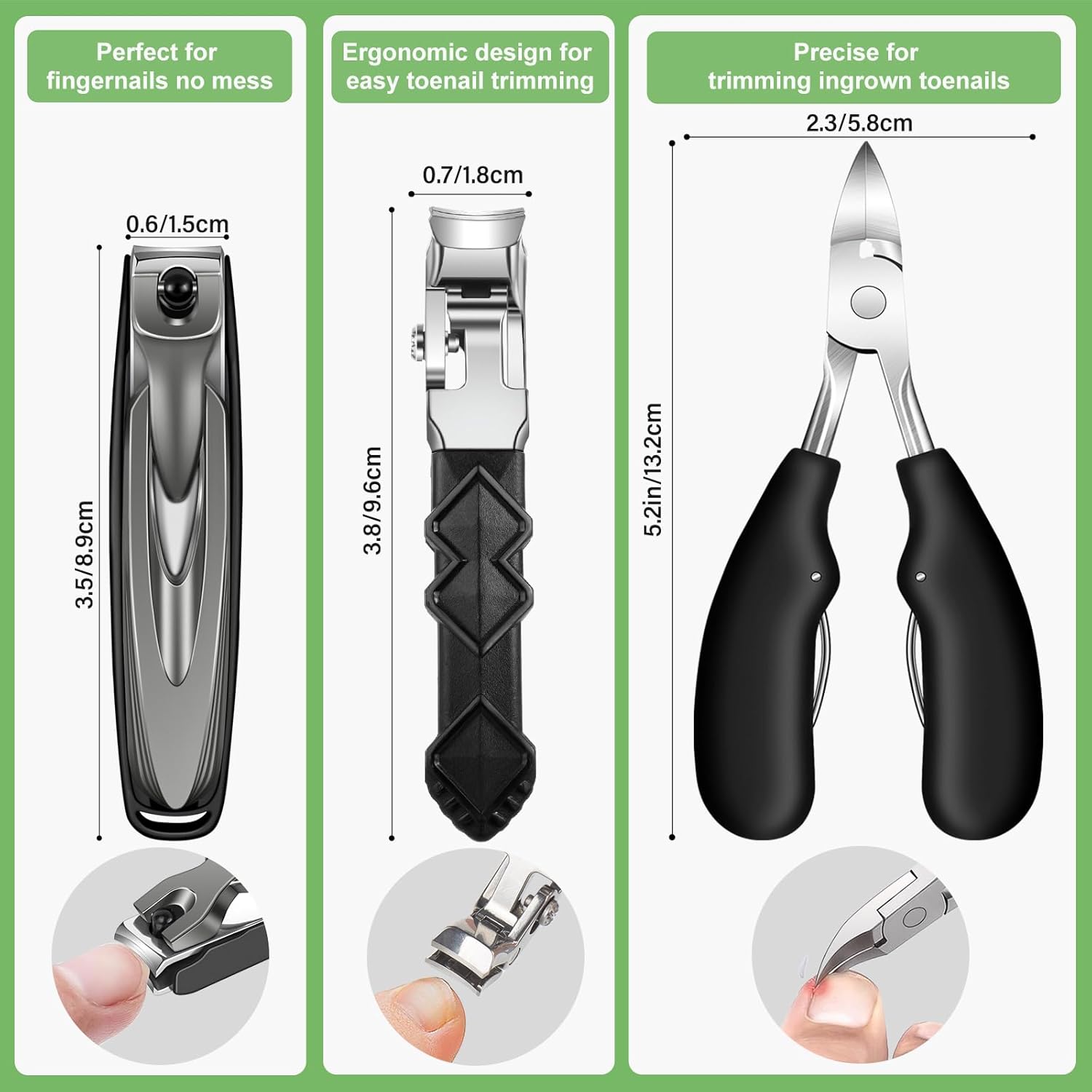 Toe Nail Clippers for Thick Toenails for Seniors, Angled Head Large Toenail Clippers for Men, Heavy Duty Fingernail Clipper with Catcher, Ultra Sharp Big Nail Cutters Set with Long Handle, Wide Jaw - Image 8