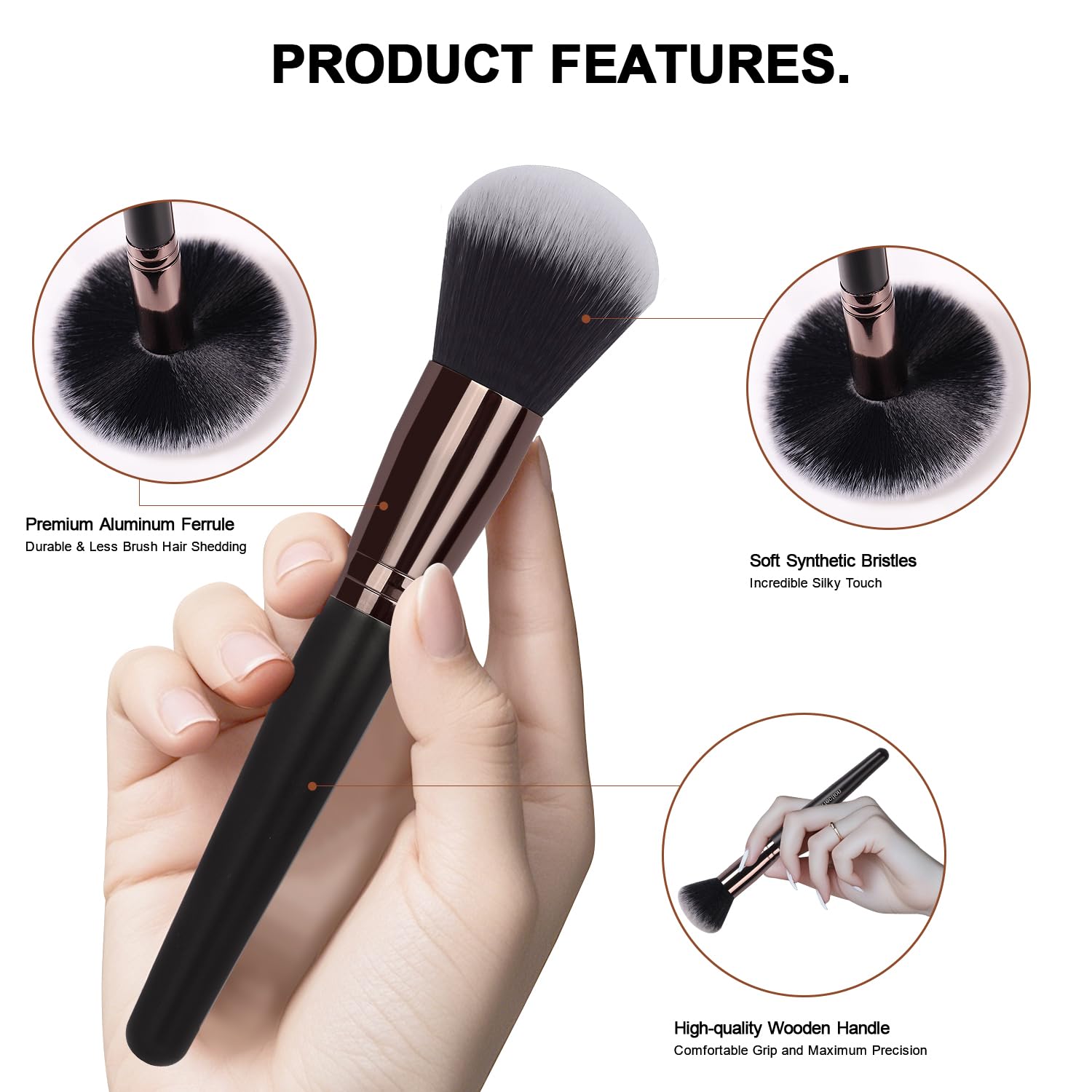 Real Perfection Makeup Brushes 24pcs Makeup Brush Set Premium Synthetic Powder Foundation Contour Blush Concealer Eye Shadow Blending Liner Make Up Brush Kit with Case - Image 3