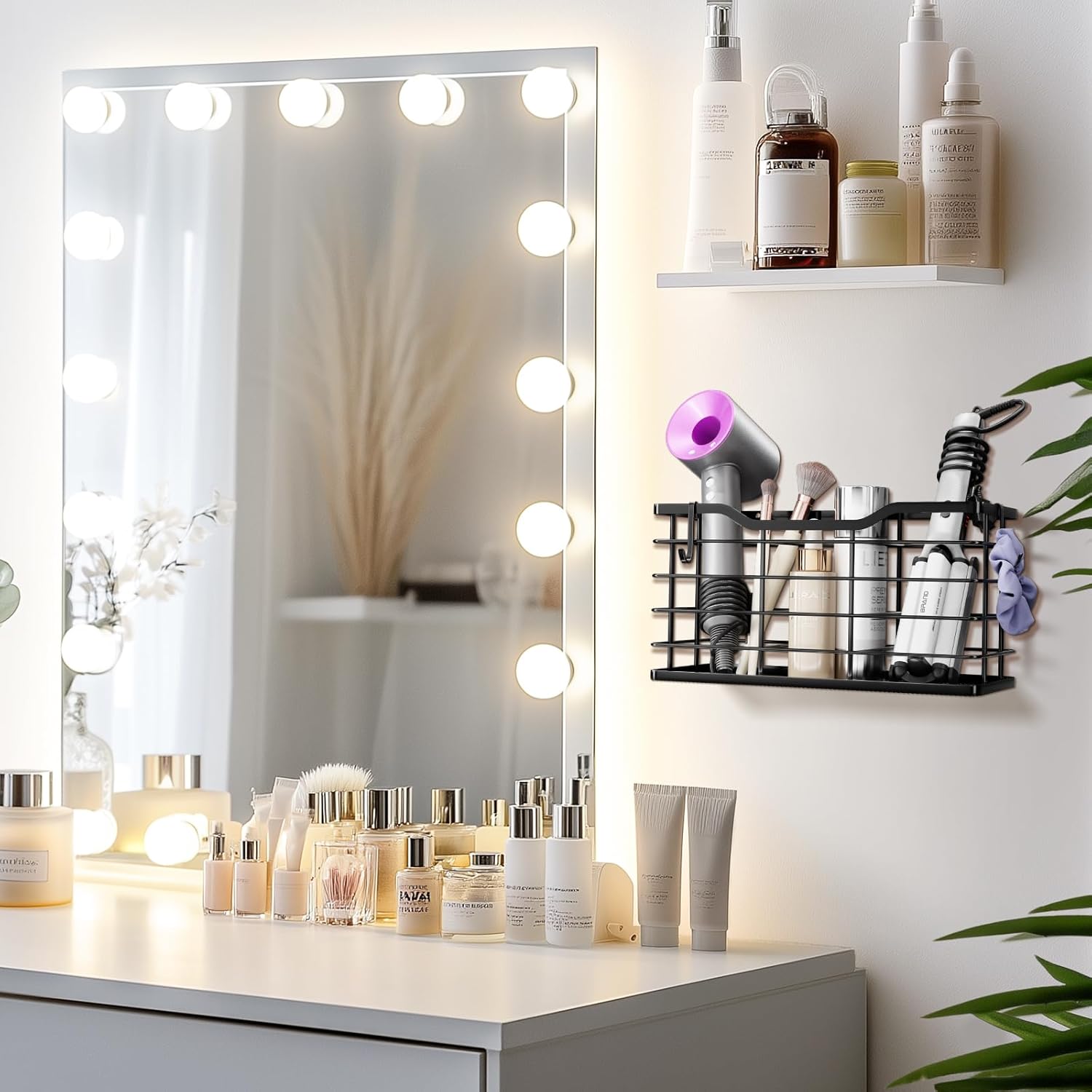 HappyHapi Hair Dryer Holder Hair Tool Organizer, Antirust Wall Mount Bathroom Hair Care Styling Tool Storage Basket for Hair Dryer, Curling Wands, Hair Straighteners - Image 7