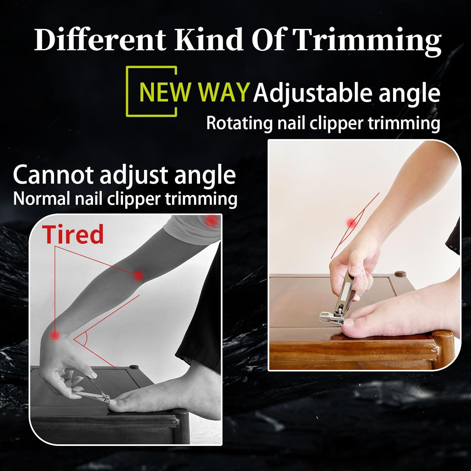 360 Degree Rotating Long Handled Toenail Clippers for Seniors, Ergonomic Curved Blade Toe Nail Clippers for Thick Nails, Stainless Steel Side Cutting Fingernail Cutter Trimmer for Men, Women - Image 3