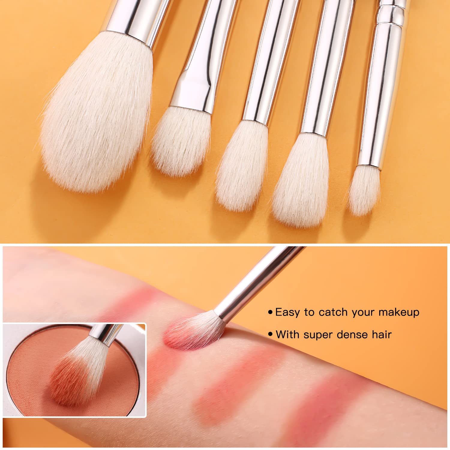 BEILI Eye Makeup Brushes 6pcs Eyeshadow Brushes Natural Goat Professional Makeup Brushes Set for Eyeshadow, Blending, Eyebrow, Highlighter - Image 4