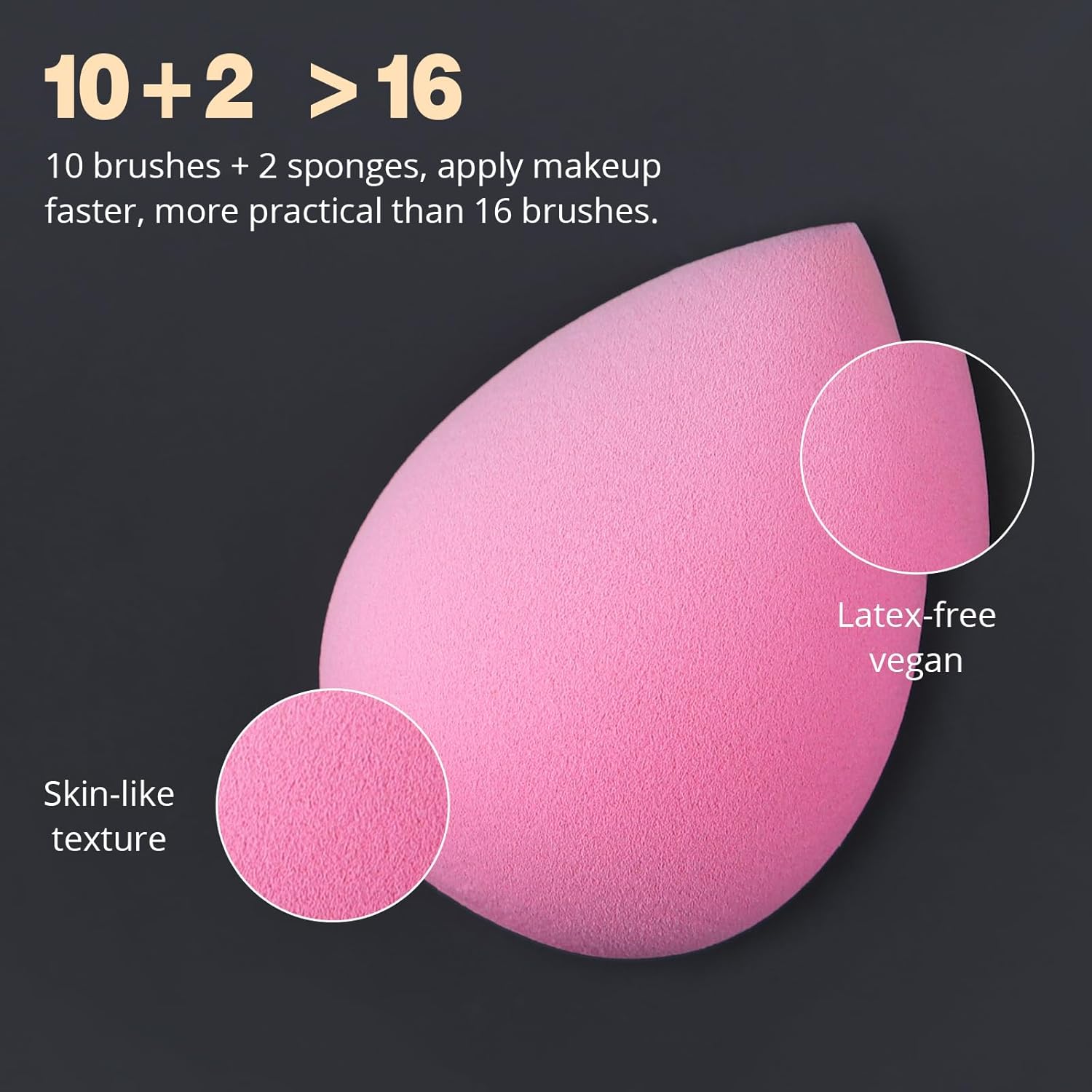 BEAKEY Makeup Brushes Set, Professional Foundation Eyeshadow Concealer Blush Powder Bronzer Applicator, 2 Blender Sponge with Beauty Paper Case - Image 6