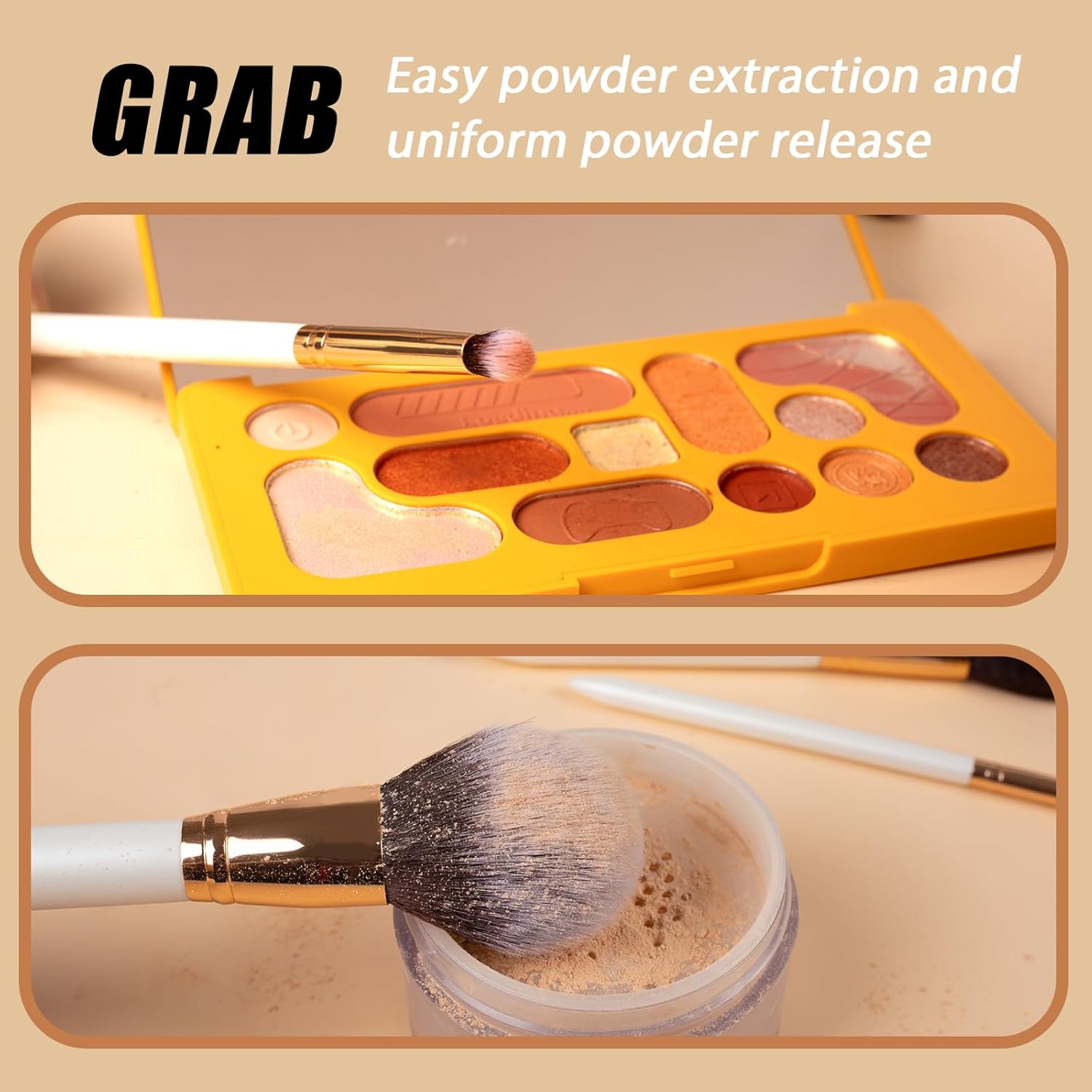 OMANIAC Makeup Brush Set Professional, 12 Pearlescent Wood Handle Makeup Brushes, Premium Cruelty-Free Synthetic Fiber Hair, Travel Make up Brushes Set with Case (White). - Image 7