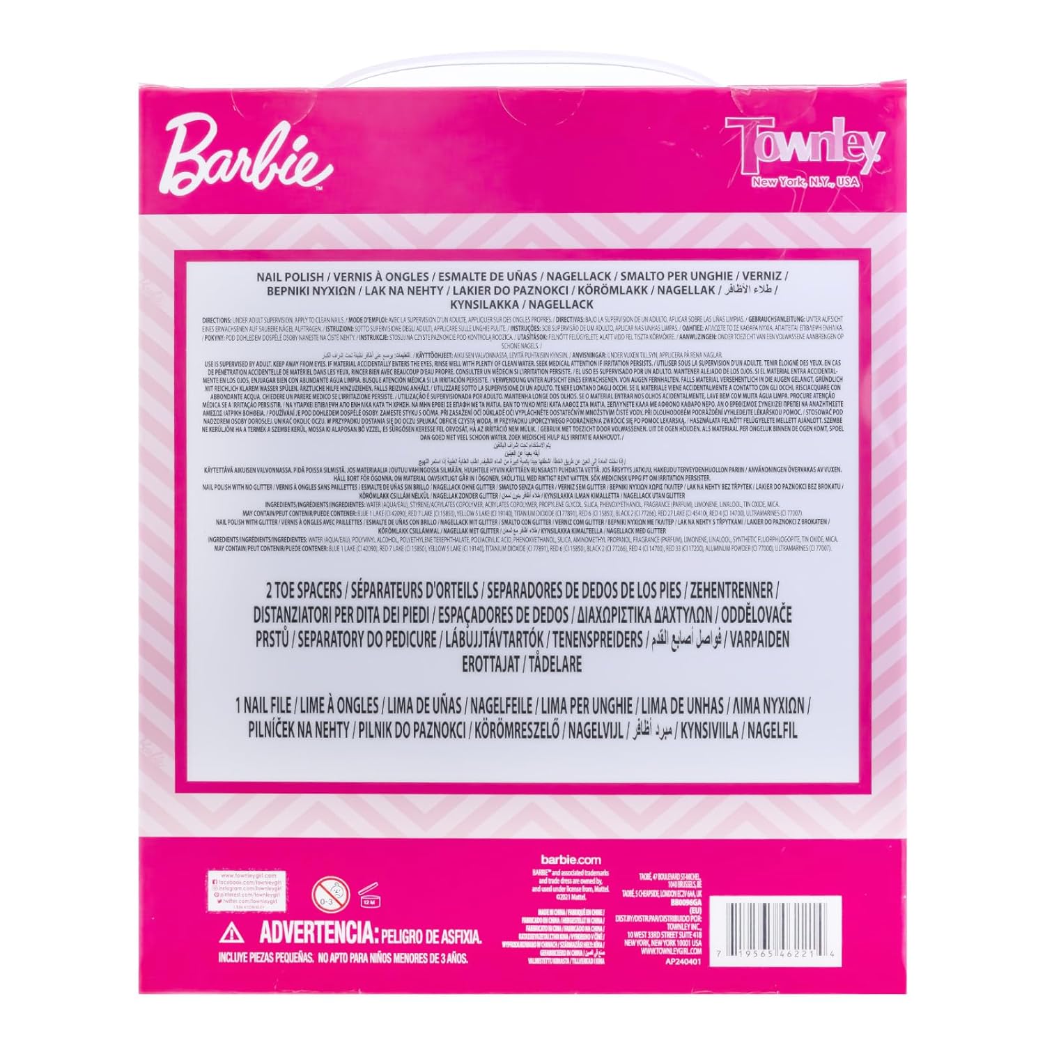 Barbie Movie 18 Piece Set Kids Water-Based Nail Polish Activity Makeup Set, Includes Nail Polish with Nail Gems Wheel and Nail File for Parties, Sleepovers and Makeovers, Townley Girl - Image 8