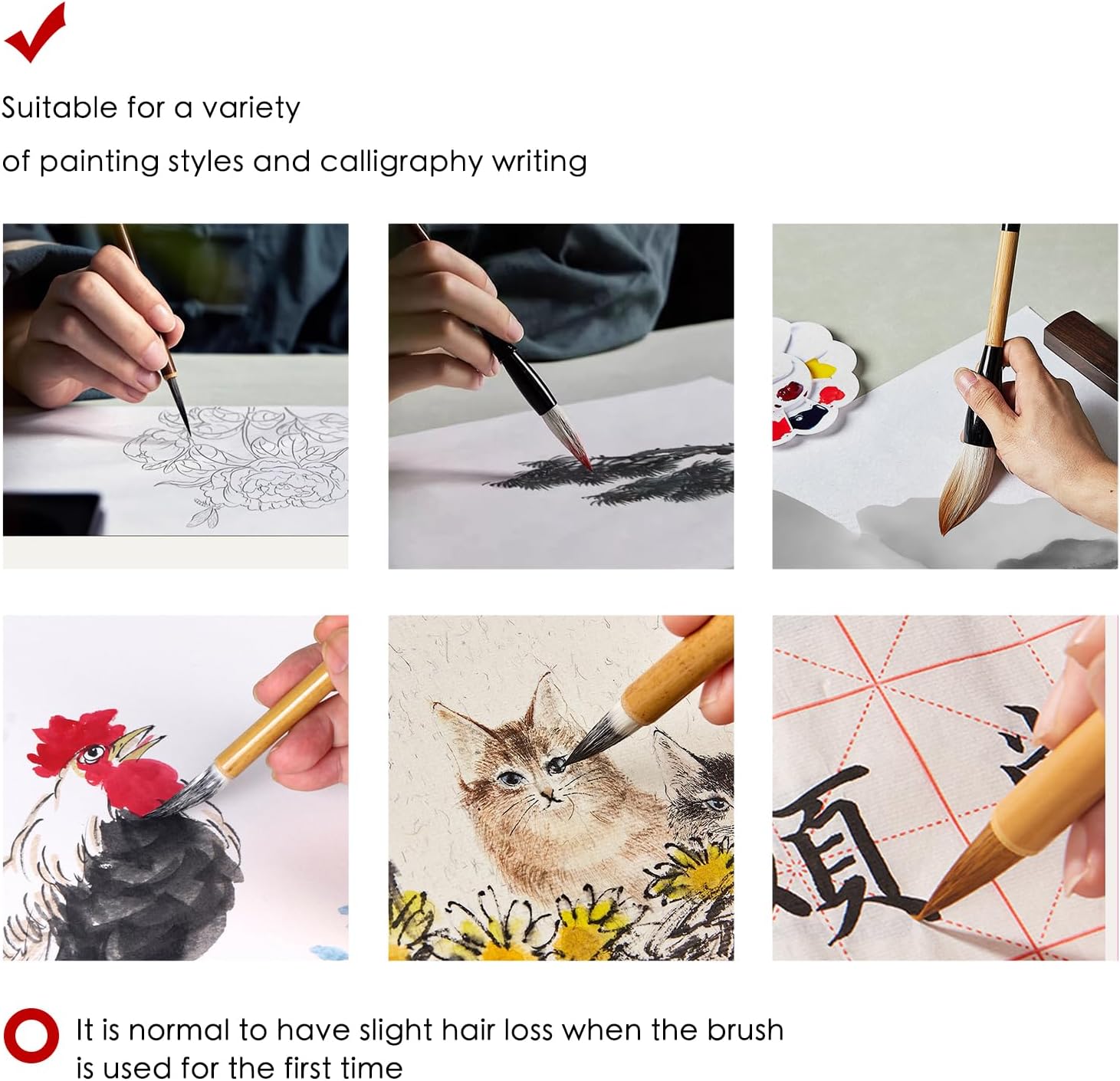 10-Piece Chinese Calligraphy Brush Set - Premium Writing Brushes with Roll-up Bamboo Brush Holder - Image 5