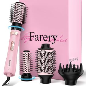4-in-1 Rotating Blow Dryer Brush Set | Oval Volumizing Barrel, 1.5" & 2" Rotating Brushes, and Diffuser | All-in-One Hot Air Brush for Fast Drying, Volumizing, and Smoothing