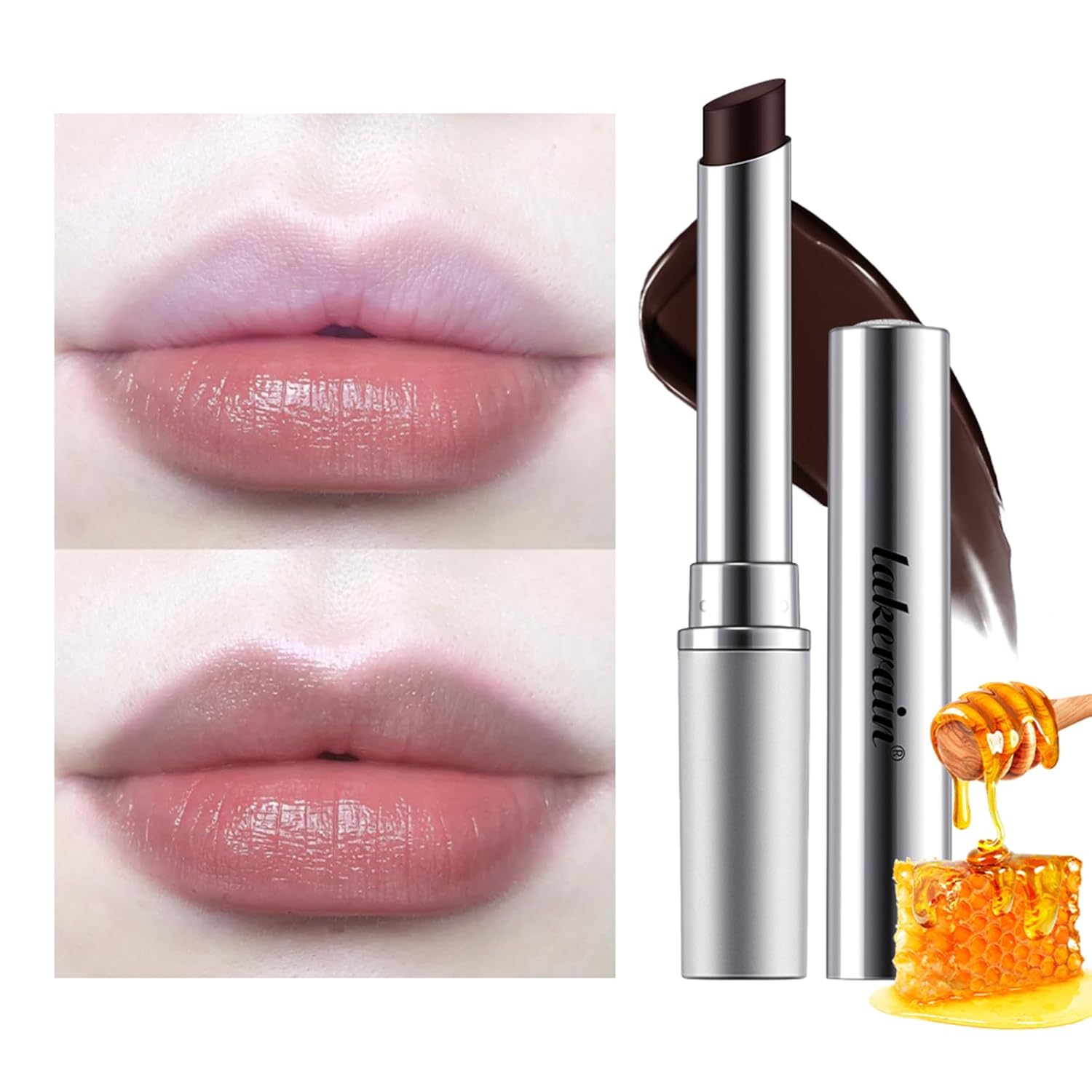 2PCS Honey Lipstick Tinted Lip Balm - Sheer Hydrating Lipstick for All Skin Tones - Moisturizing Lip Color, Nourishing Lip Balm with a Hint of Natural Black Cherry Tint (Black & Pink) - Image 4