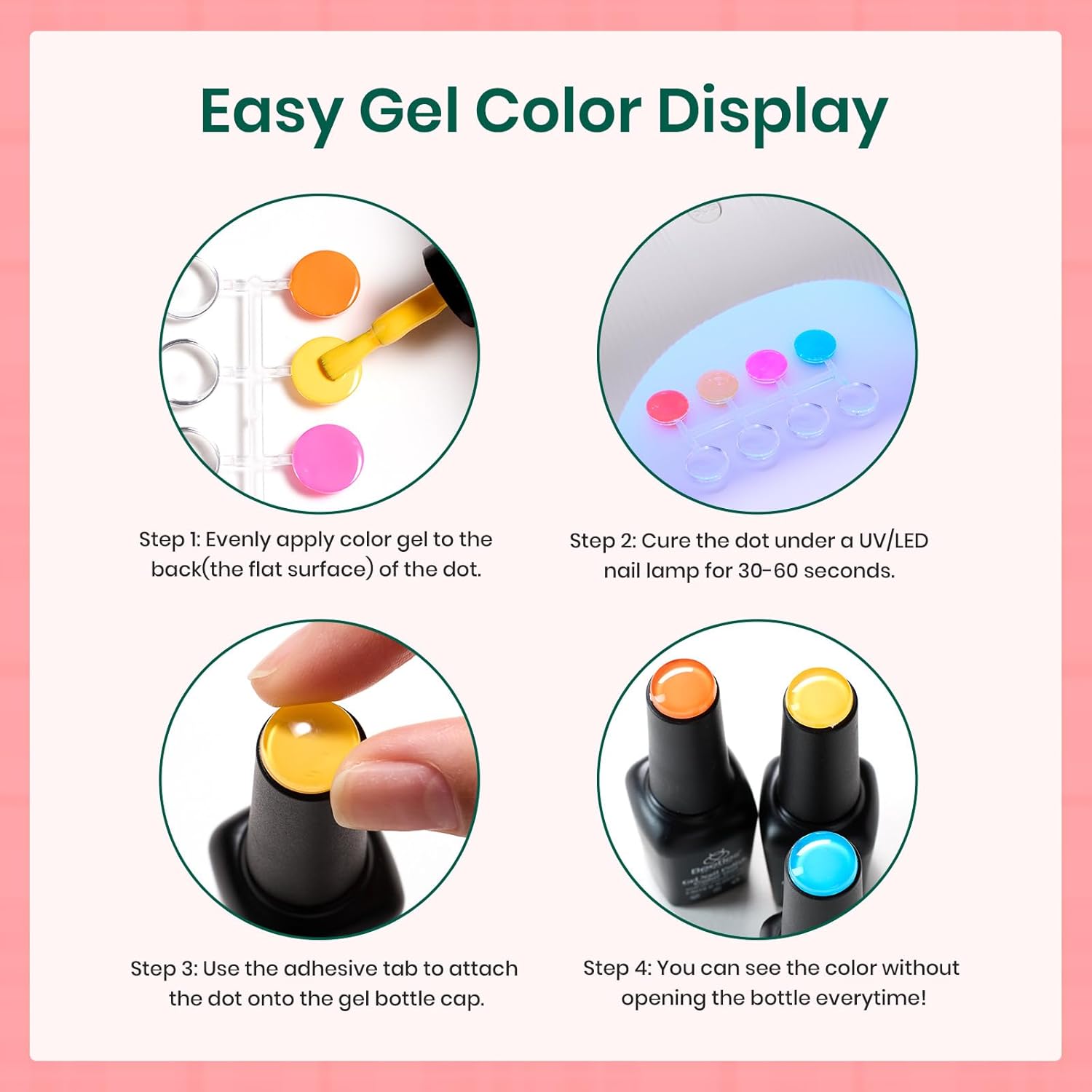 Beetles Gel Nail Polish Set-36 Colors Rainbow Nails Neon Juicy Picnic Party Collection & Rhinestone Gel Nail, 46Pcs Fruit Bubbles Nails Blue Green Pink Color with Top Base Coat Liner Brush - Image 7