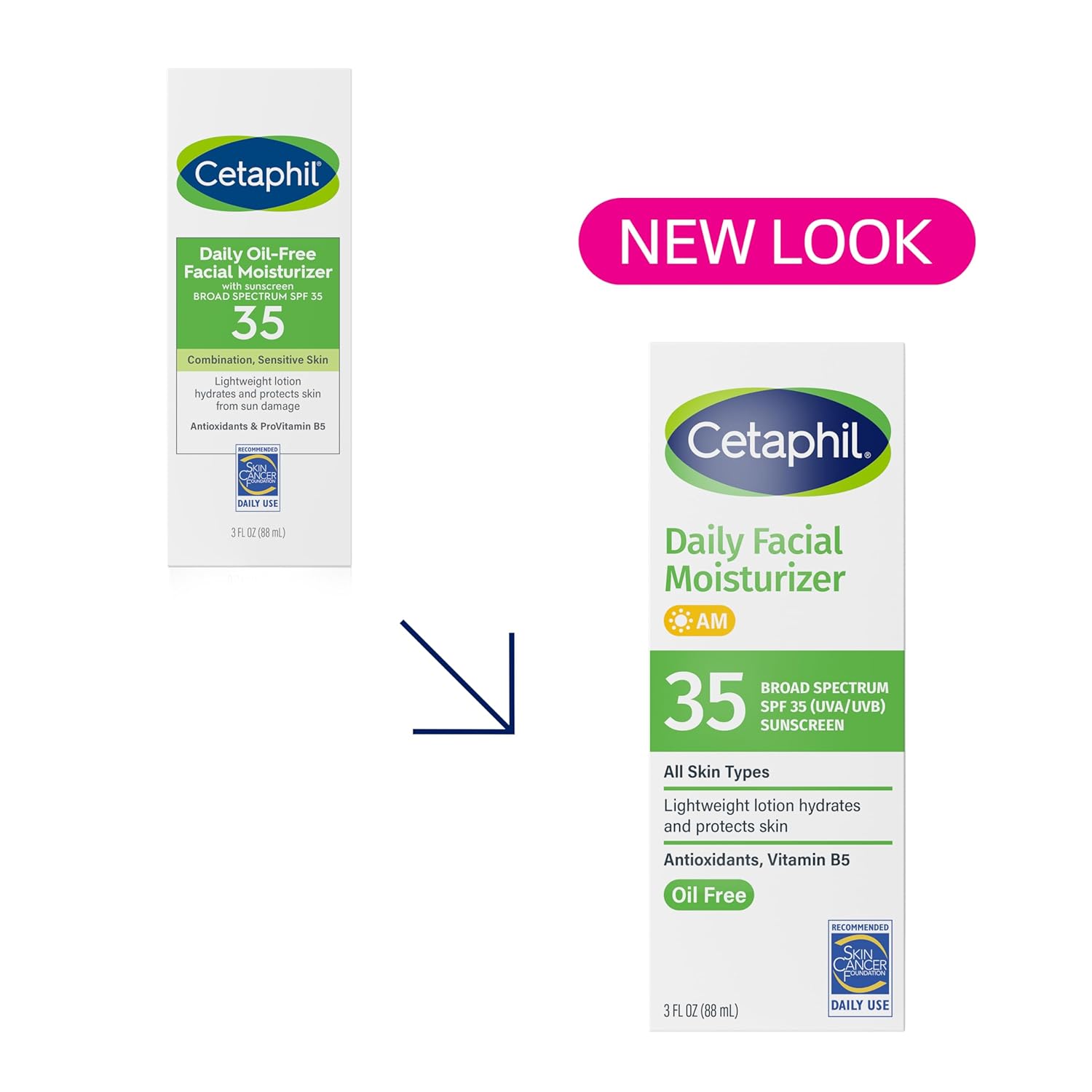 Cetaphil Face Moisturizer, Daily Oil Free Facial Moisturizer with SPF 35, For Dry or Oily Combination Sensitive Skin, Fragrance Free Face Lotion - Image 2