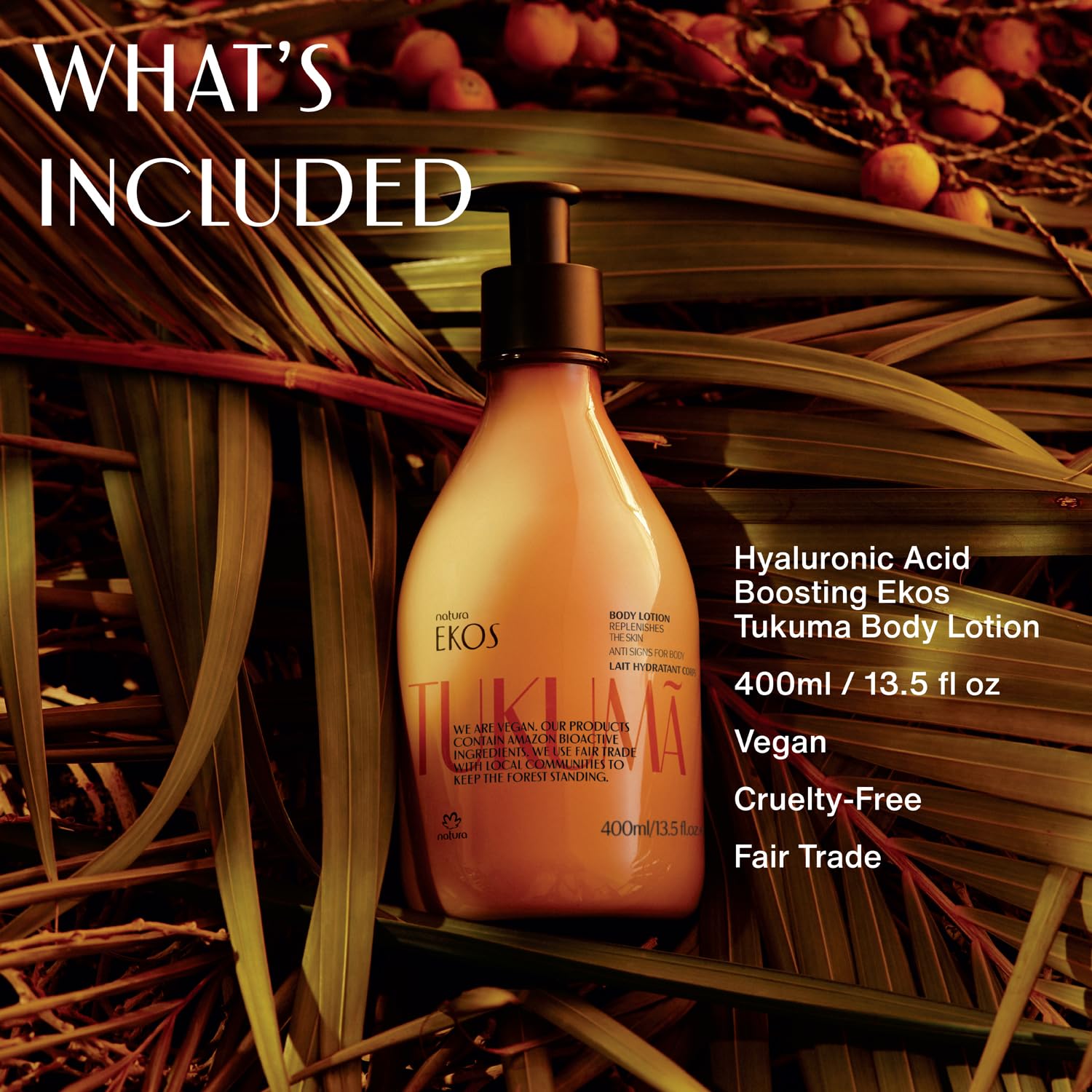 natura - Ekos Tukumã Replenishing Body Lotion - Vegan Skin Care - Moisturize & Improve Skin Texture - Boost Hyaluronic Acid - Brazilian Beauty Secrets - Self Care & Body Care - 13.5 fl oz (400ml) - Image 4