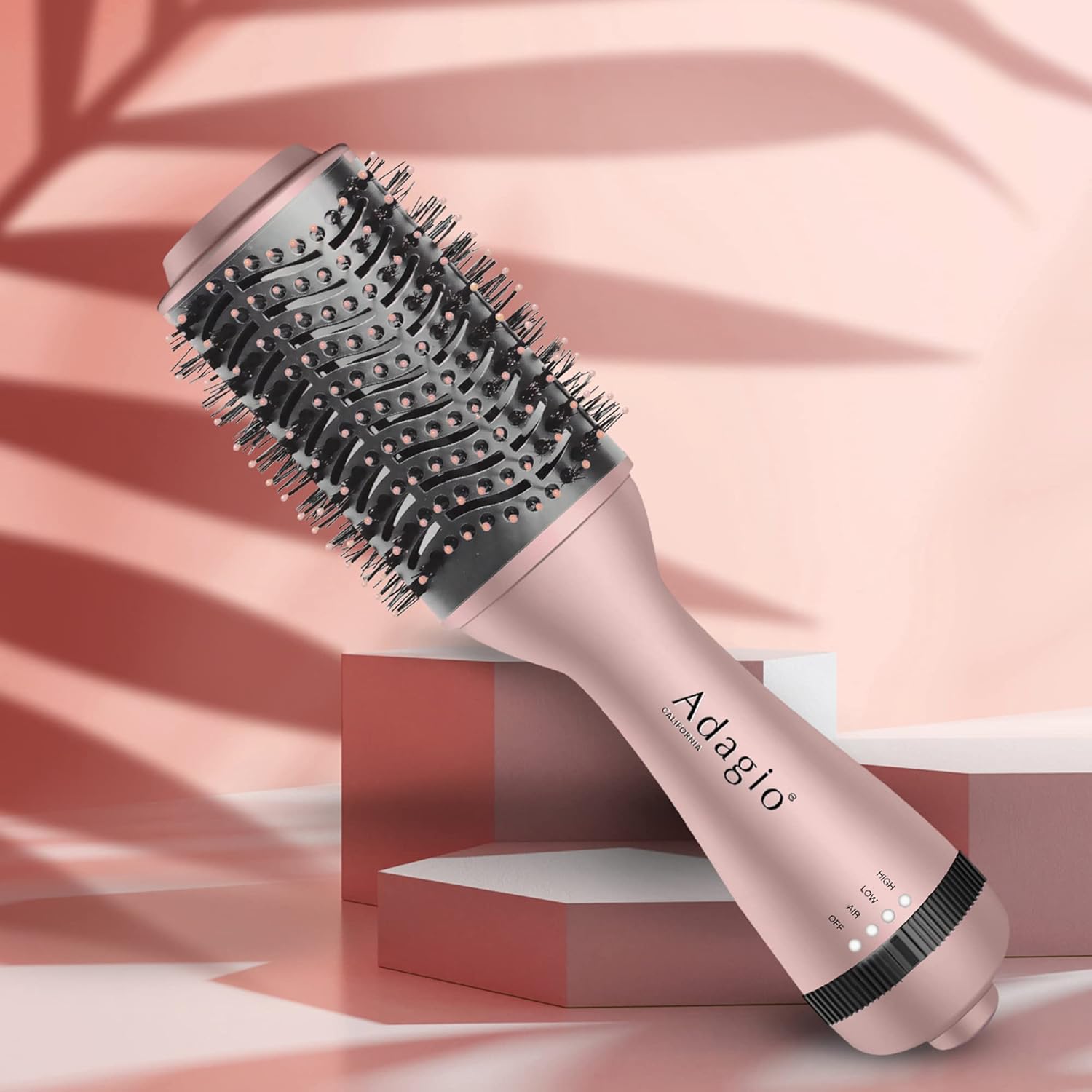 Blowout Brush: 2-in-1 Hot Air Brush Styler and Dryer - Negative Ion Round Brush - Hair Dryer Brush with Straightener Function - Hair Styling Tools for Women… (3-inch, Rose Gold) - Image 3