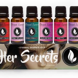 Eternal Essence Oils Her Secrets Set of 6 Premium Fragrance Oils - Includes Pretty, Dark Embrace, Forever Yours, Secret Crush, Pink Splash, and Sugar Kiss Scents Scented Oils - 10ML