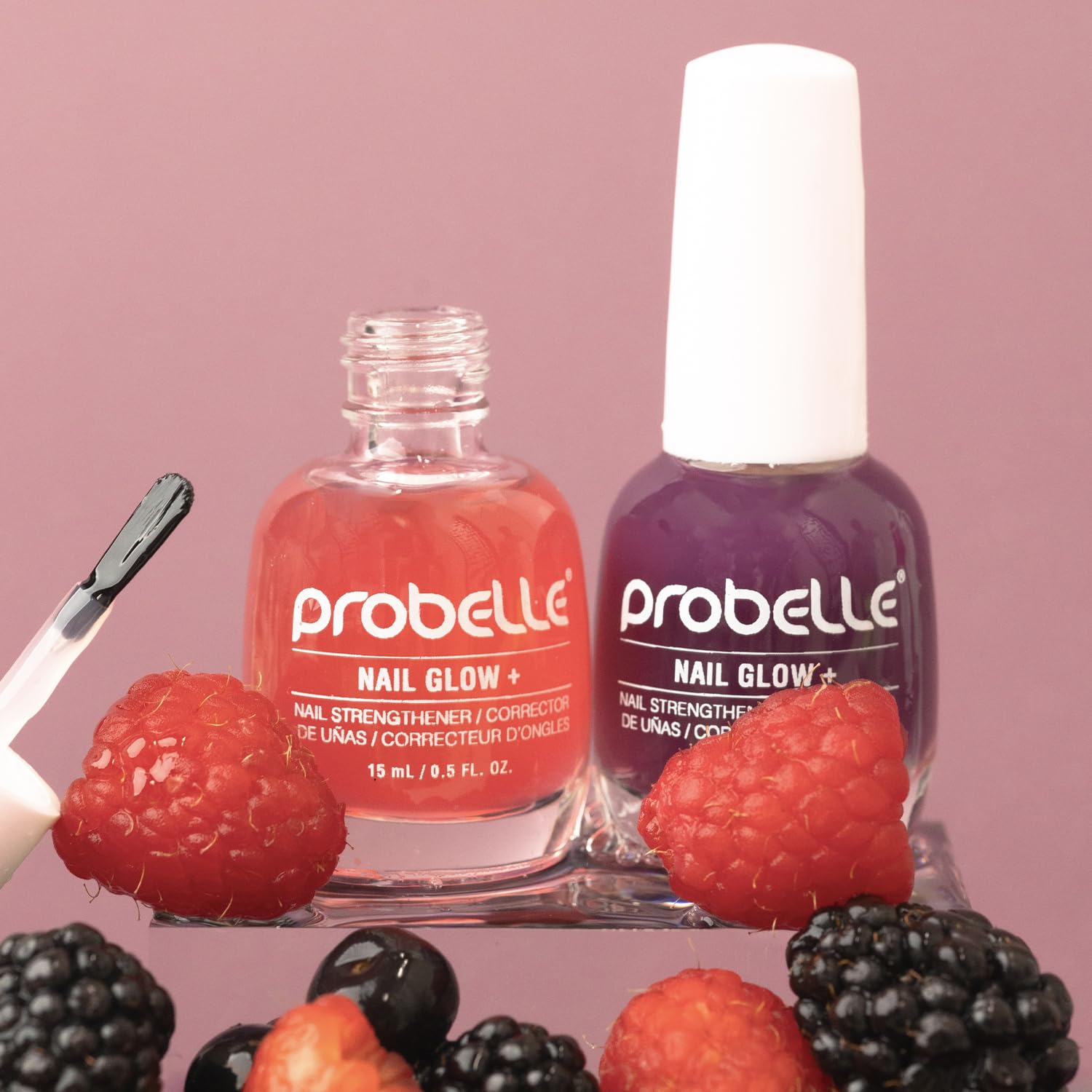 Probelle Nail Glow + Nail Strengthener and Hardener with Sheer Jelly Tint, Hard To Resist Ultra Glowy Nail Shine, Tinted Nails Strengthening Blush for Brittle, Thin, Damaged Nails 0.5 oz (Violet) - Image 8