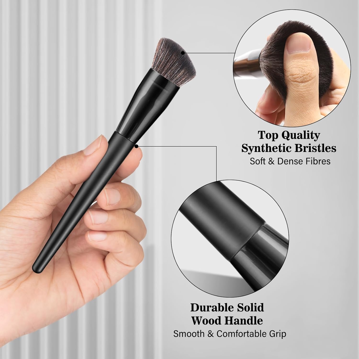 Professional Makeup Brush Set, LUXBRU 20PCs Makeup Brushes with Foundation Eyebrow Blending Concealer Blush Eyeshadow Contour Powder Brush, Make Up Brushes Kit with Travel Case & 2 Powder Puff-Black - Image 5