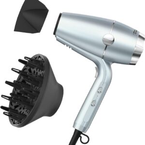 INFINITIPRO BY CONAIR SmoothWrap Hair Dryer with Diffuser | Blow Dryer for Less Frizz, More Volume and Body | With Advanced Plasma and Ceramic Technology | Mint