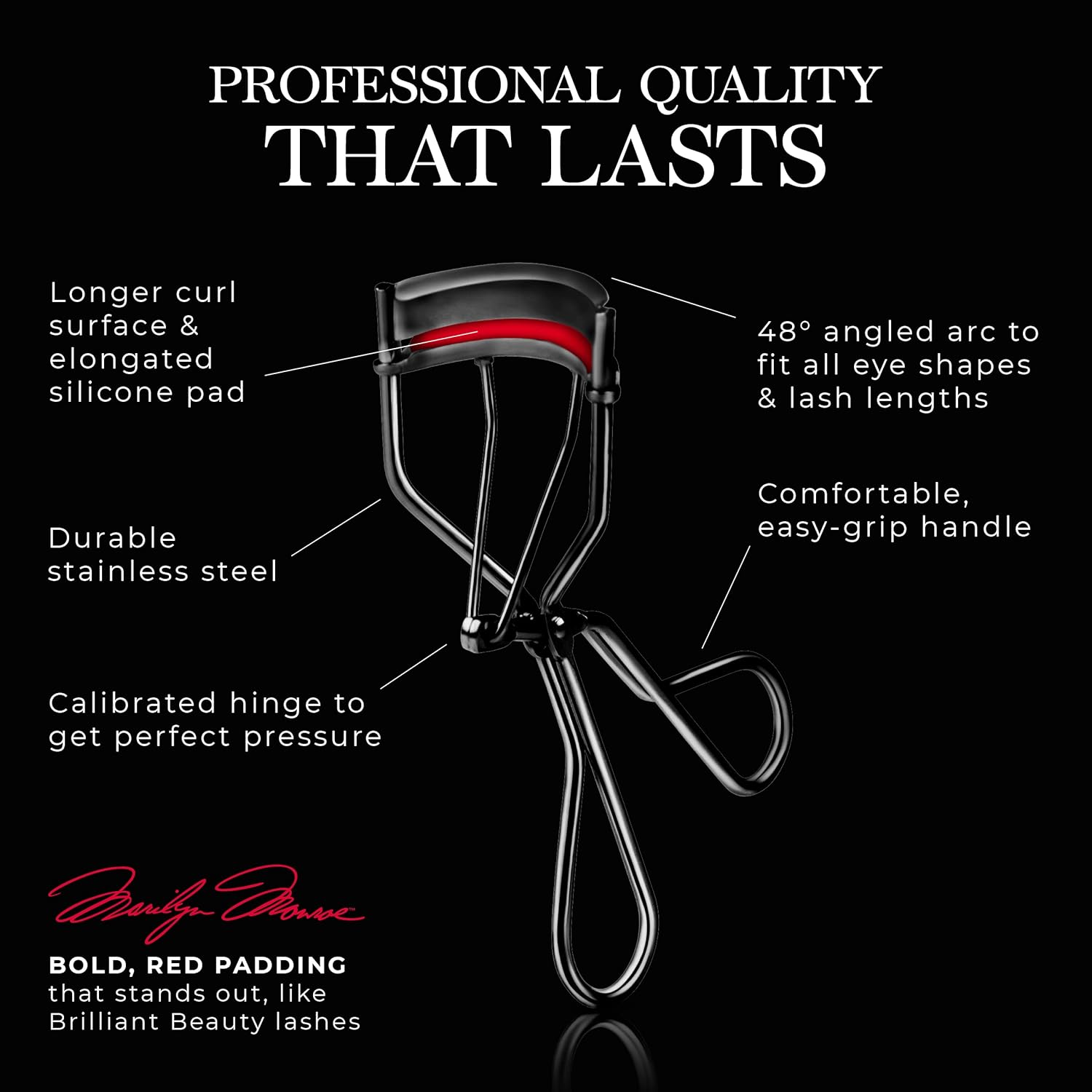 Brilliant Beauty Eyelash Curler with Satin Bag & Refill Pads - Award Winning - No Pinching, Just Dramatically Curled Eyelashes for a Lash Lift in Seconds (Red) - Image 4