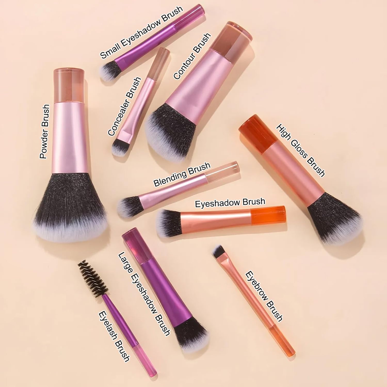 Kingtree Travel Makeup Brush Set, 10Pcs Mini Makeup Brushes with Pouch Portable ON THE GO Makeup Brushes Travel Set, Easy-taken Full Complete Function Cosmetic Brushes for Flawless Makeup Looks - Image 6