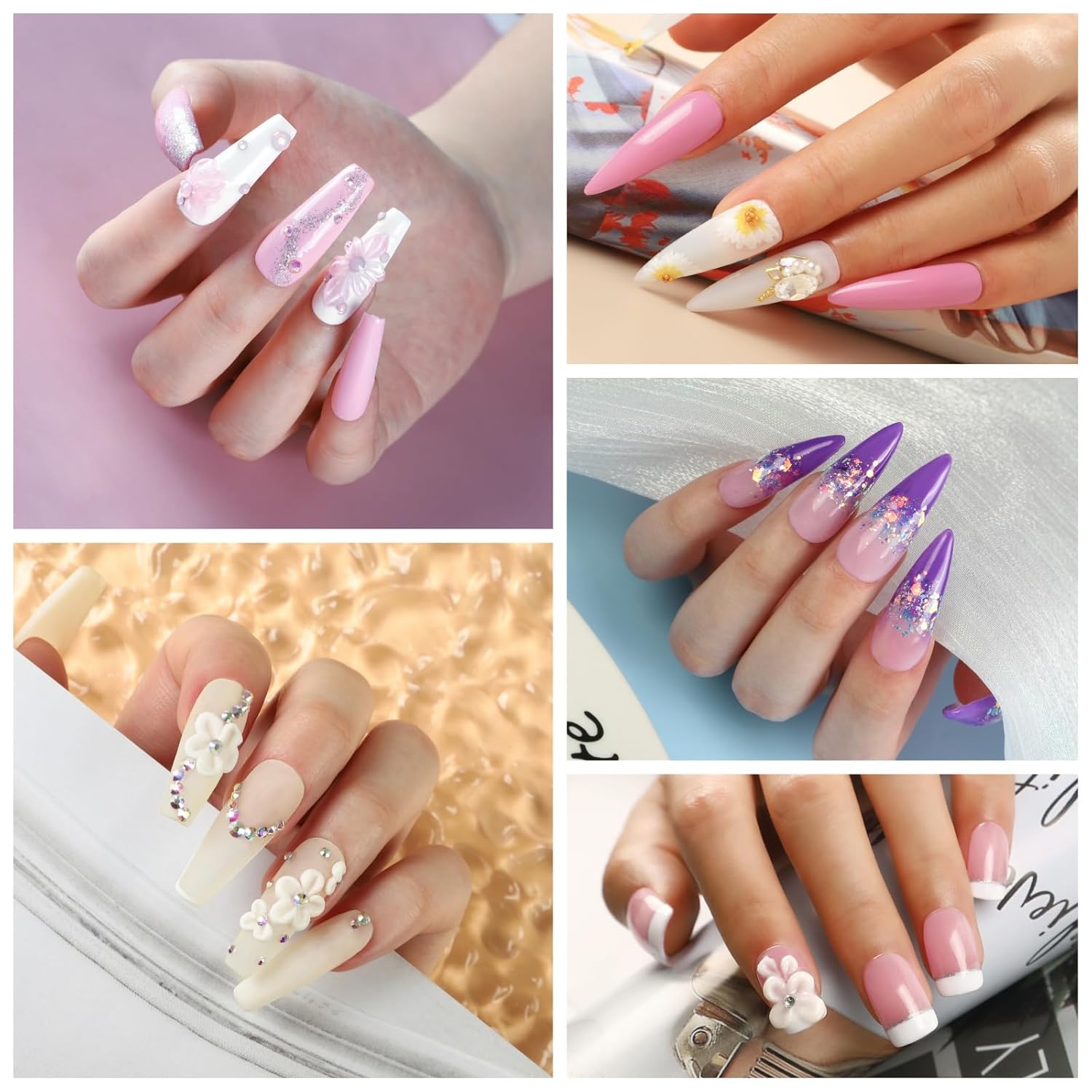 Acrylic Nail Kit for Beginners with Everything 3pc Acrylics Powder 6pcs Gel Nail Polish 18pcs Glitter Decoration Powder Professional Nails Kit Acrylic Set with U V Light and Drill Gifts for Women - Image 2