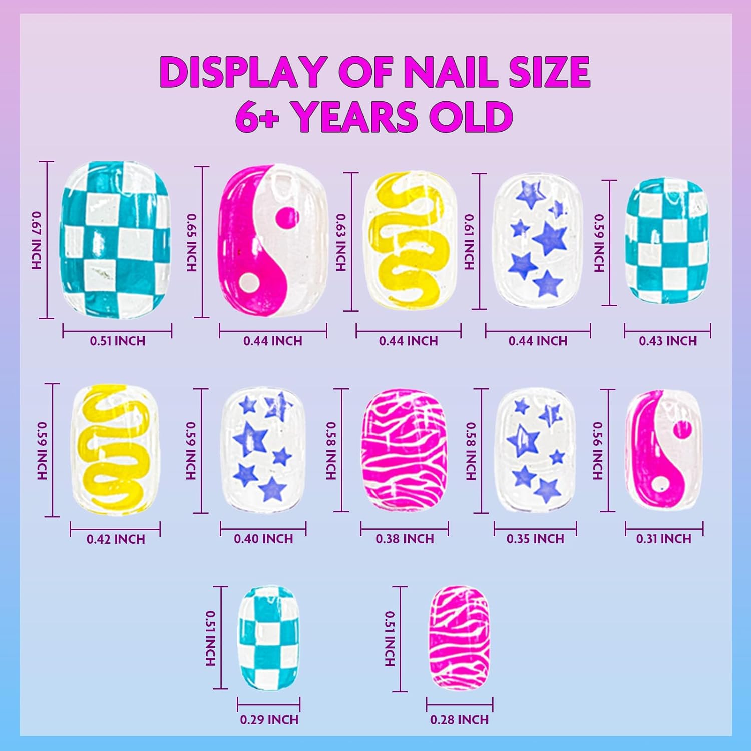 Townley Girl 96 Pcs Press-On Nails Including 3D and Glow-In-Dark Artificial False Nails Set for Tweens with Pre-Glue Full Cover Acrylic Nail Tip Kit, Great for Gifts, Parties, Sleepovers and Makeovers - Image 8