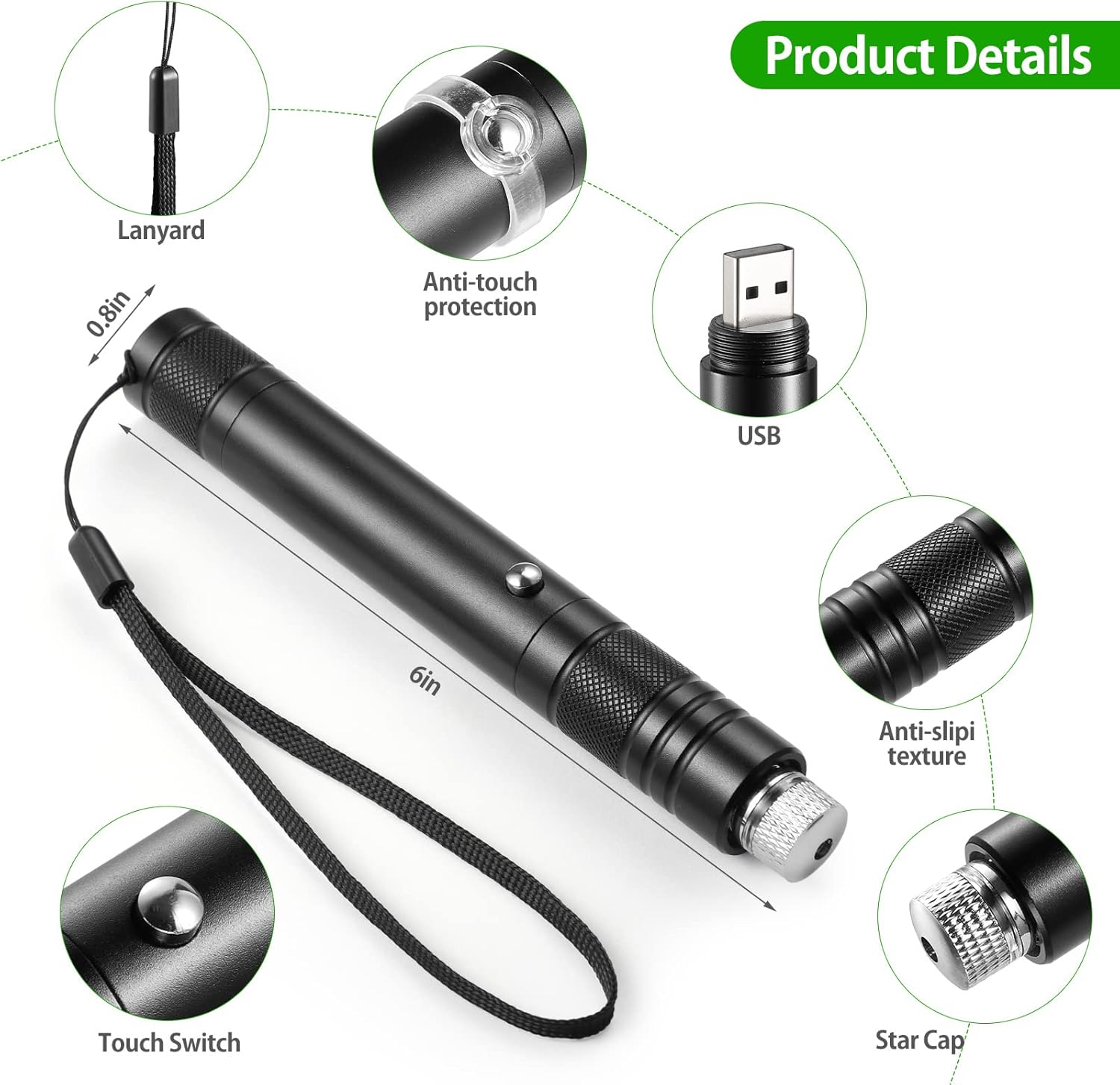 Laser Pointer High Power Rechargeable Lazer Pointer, Laser Pen with Long Range Adjustable Focus with Star Cap, Laser Pointer Pen Suitable for Outdoor, Astronomy, Cats Dogs (Red) - Image 3