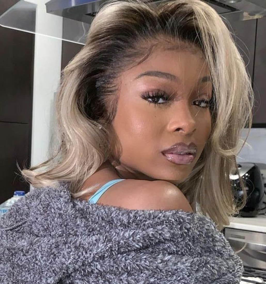 200% Density Ombre Ash Blonde Lace Front Bob Wig Human Hair Body Wave 13x4 Thicker Ombre Brown Roots with Grey Ash Blonde Short Bob Wig Pre Plucked with Baby Hair for Women 14 Inch - Image 6