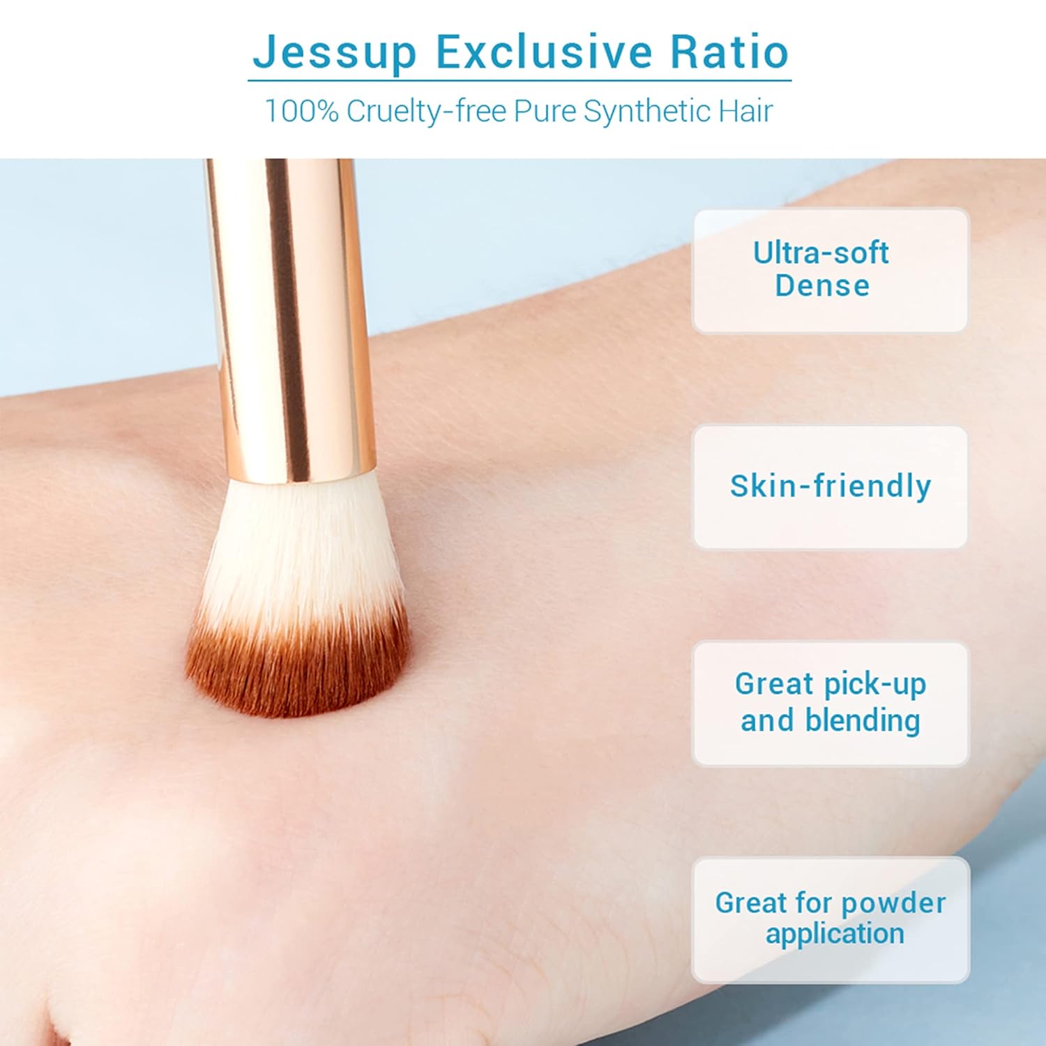 Jessup Eye Makeup Brushes Set, Premium Synthetic Eyeshadow Blending Concealer Eyebrow Eyeliner Brush, 15pcs Labeled Bamboo Make Up Brushes T137 - Image 3