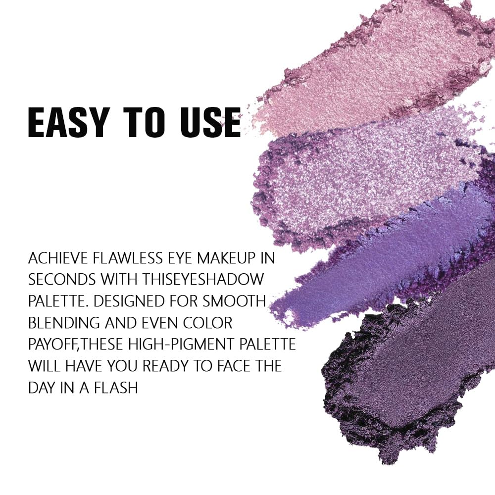 Kaely Powder Eyeshadow Quad, Lavender Purple Glitter Eyeshadow Palette Makeup, Neutral Eye Shadow Palette for Older Women Pigmented Waterproof, sombras para ojos, Blendable, Cruelty-free, 05 - Image 3