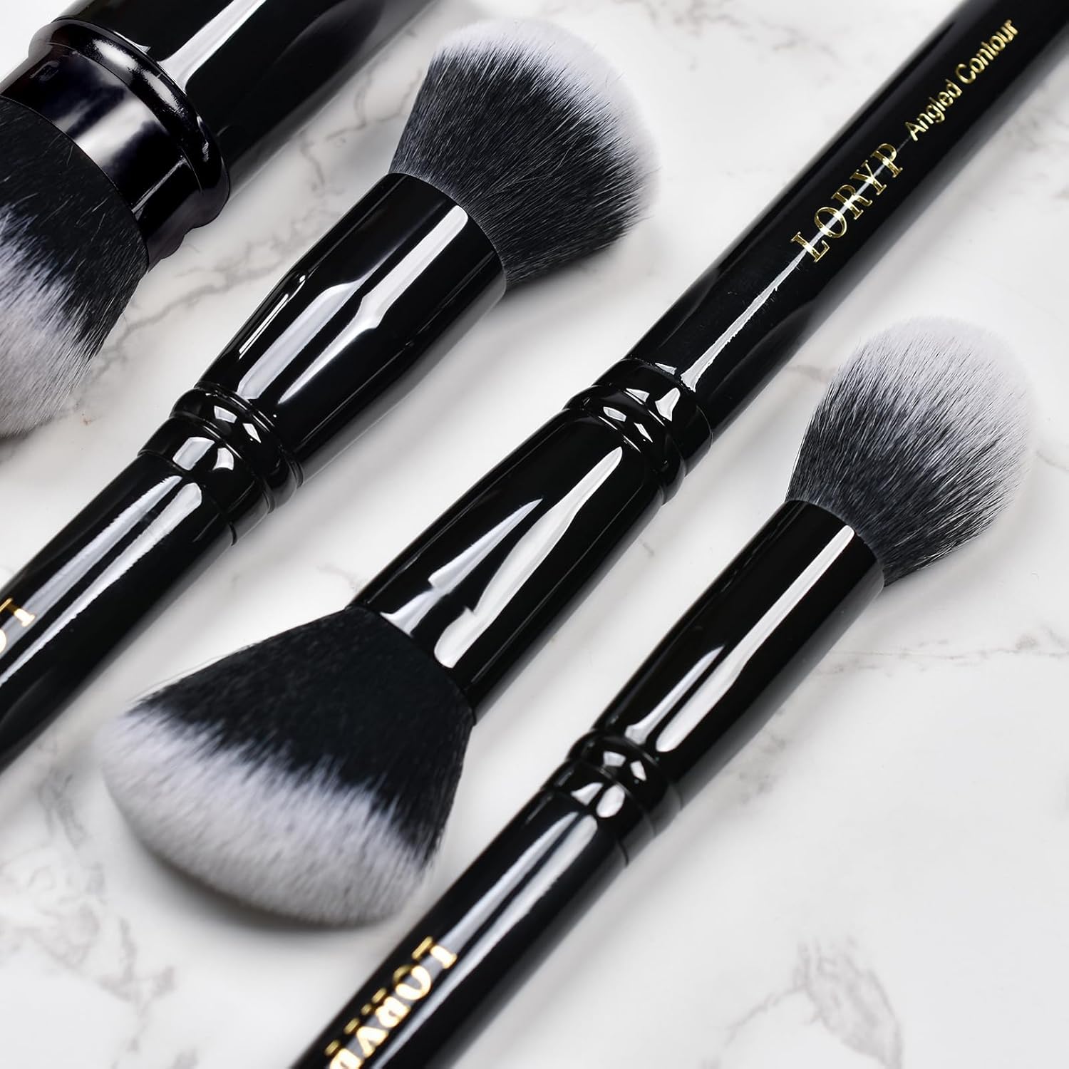 LORYP 4-Piece Retractable Full Face Makeup Brush Set with Kabuki, Angled Blush, Foundation, and Highlight Brushes - Image 4