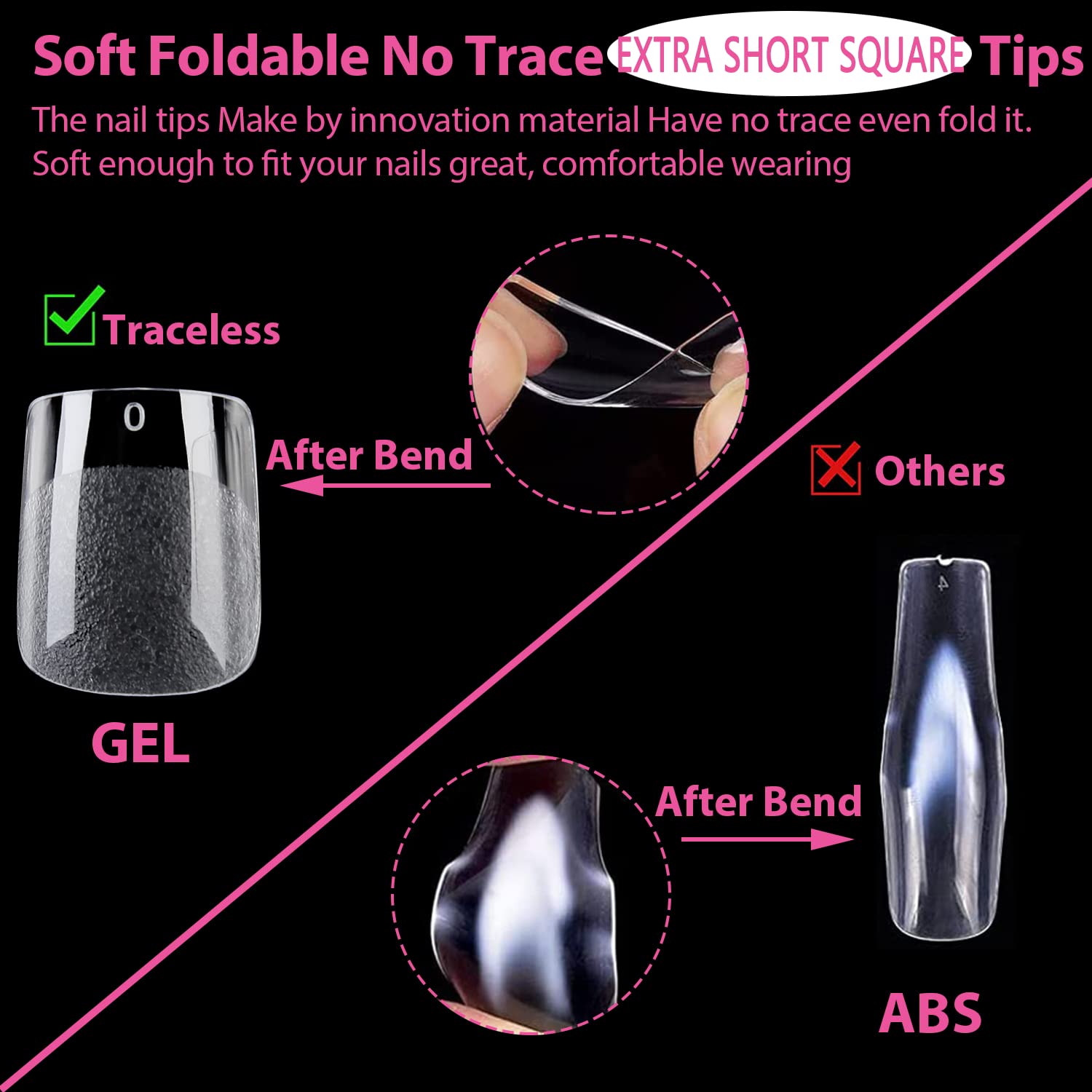 UNA GELLA Extra Short Square Fake Nails XS 216pcs Pre-shape Extra Short Square Press on Nails Gel Tips Full Cover Acrylic Nails False Nails For DIY Salon 12 Sizes - Image 5