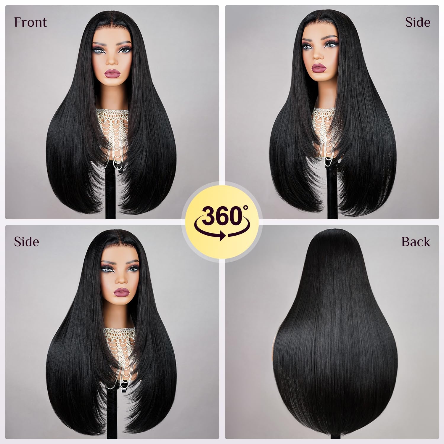 TESLAL Blend Wigs Human Hair Glueless Wear and Go Glueless Wigs Human Hair Pre Plucked Pre Cut Layered Wig Straight 6X6 Synthetic and Human Hair Blend Wig 20Inch Black Color 260% Density - Image 6