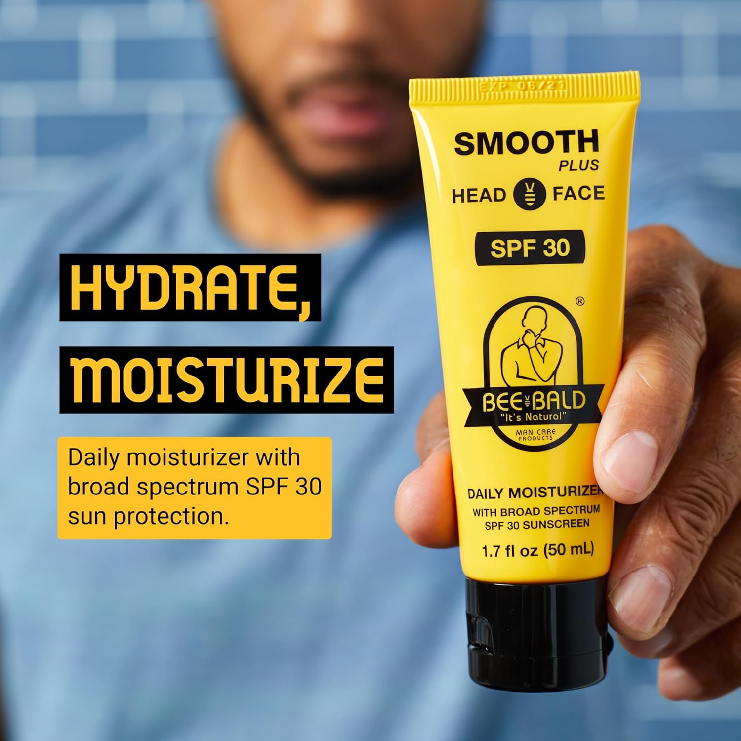 Bee Bald SMOOTH PLUS Head & Face Moisturizer with SPF 30 Sunscreen Lotion Protecting Skin From Harmful UVA/UVB Rays While Hydrating, Moisturizing and Toning, 1.7 Fl Oz - Image 2