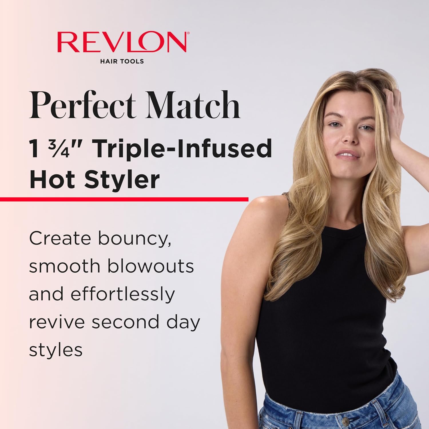 REVLON Perfect Match Hot Styler - Heated Blowout Brush to Style and Extend Blowouts, Hot Brush for Curls, Body, and Volume, Reduces Frizz and Boosts Shine - Image 2